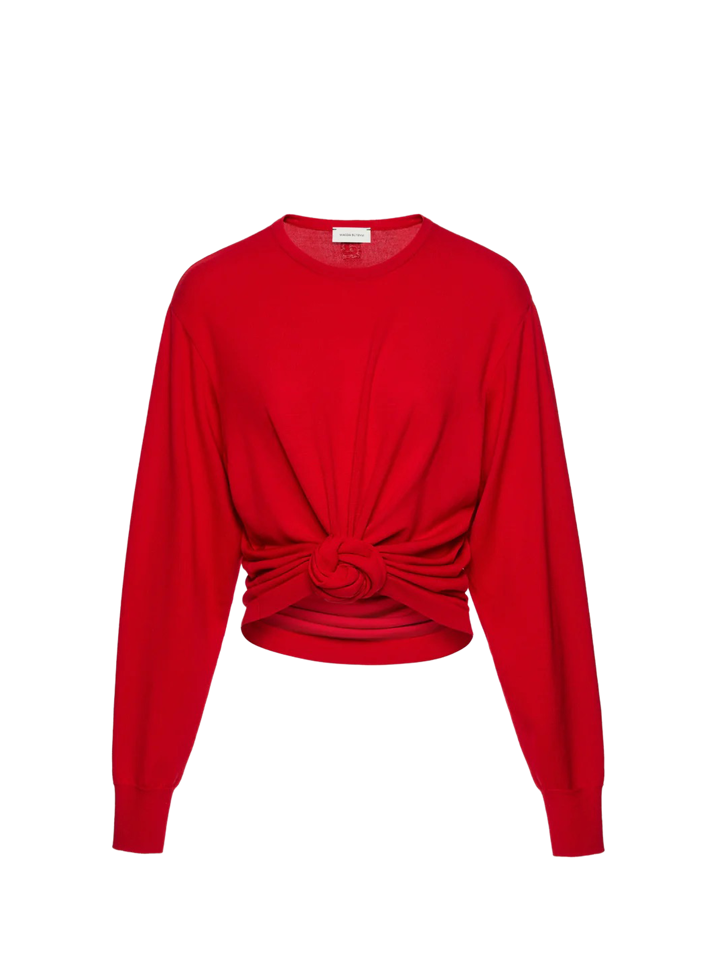 Pull col rond noué à l'avant en laine MAGDA BUTRYM Rouge