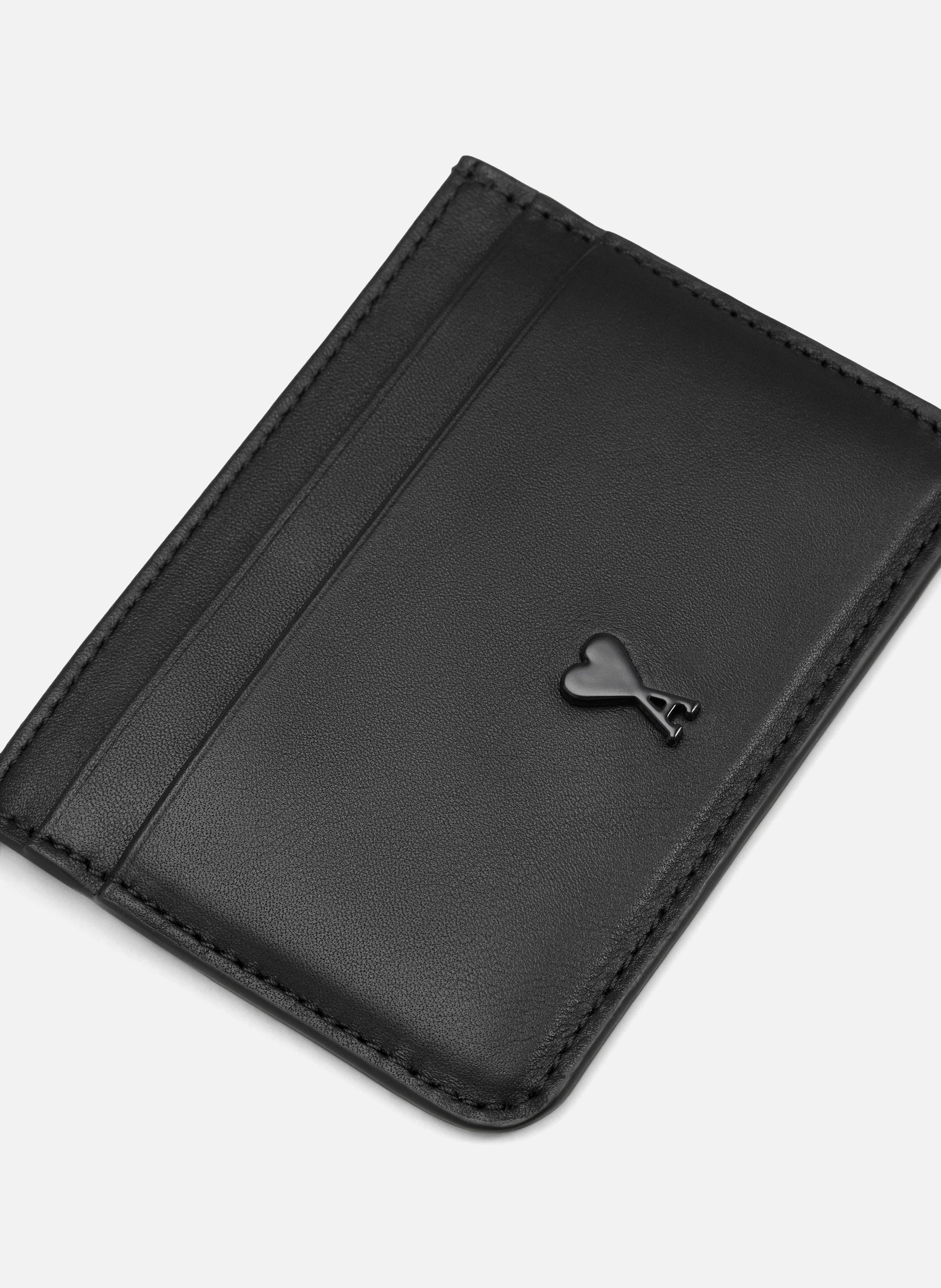 Porte Cartes Ami De Coeur En Cuir Lisse unisexe AMI PARIS Noir