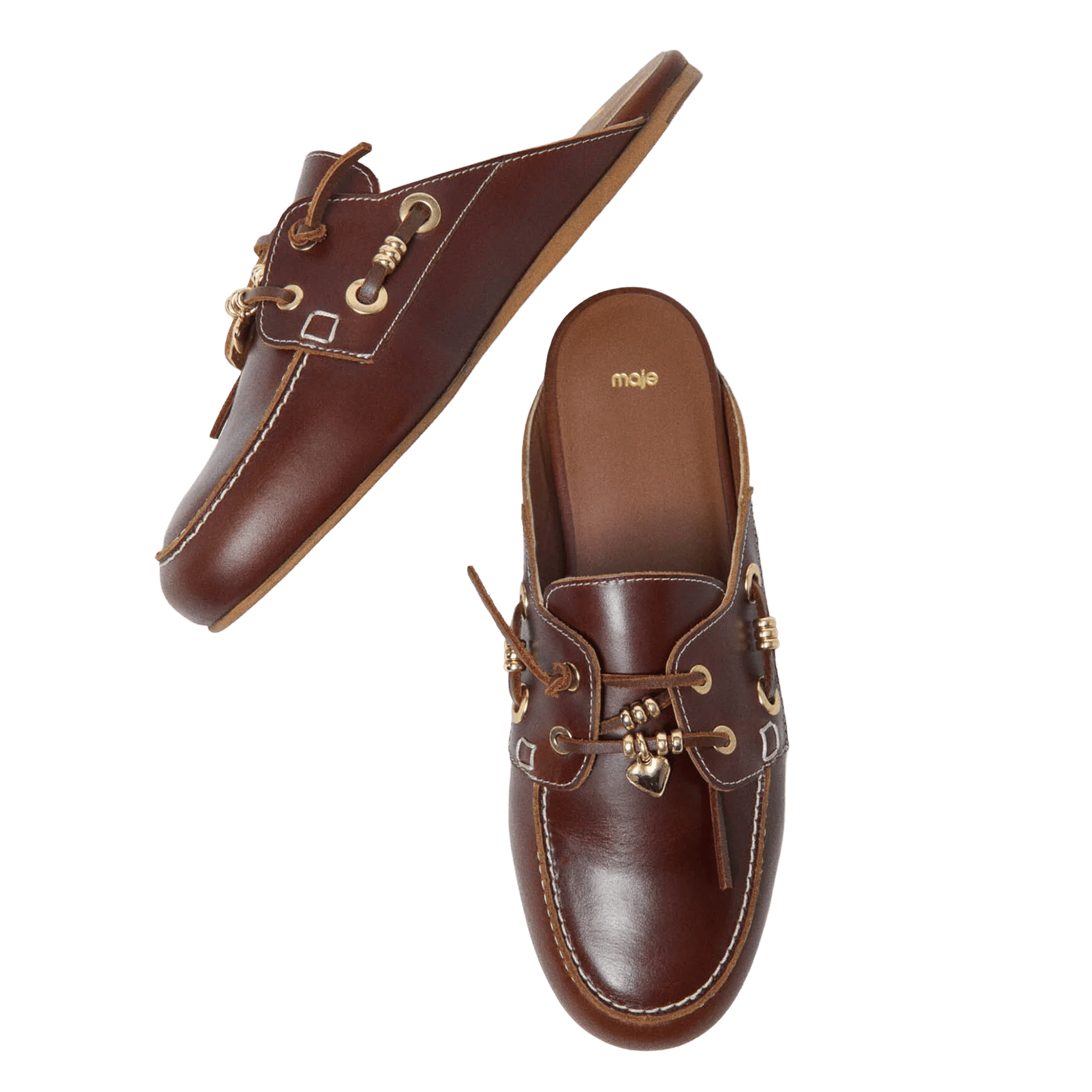 Mules plates en cuir MAJE Marron