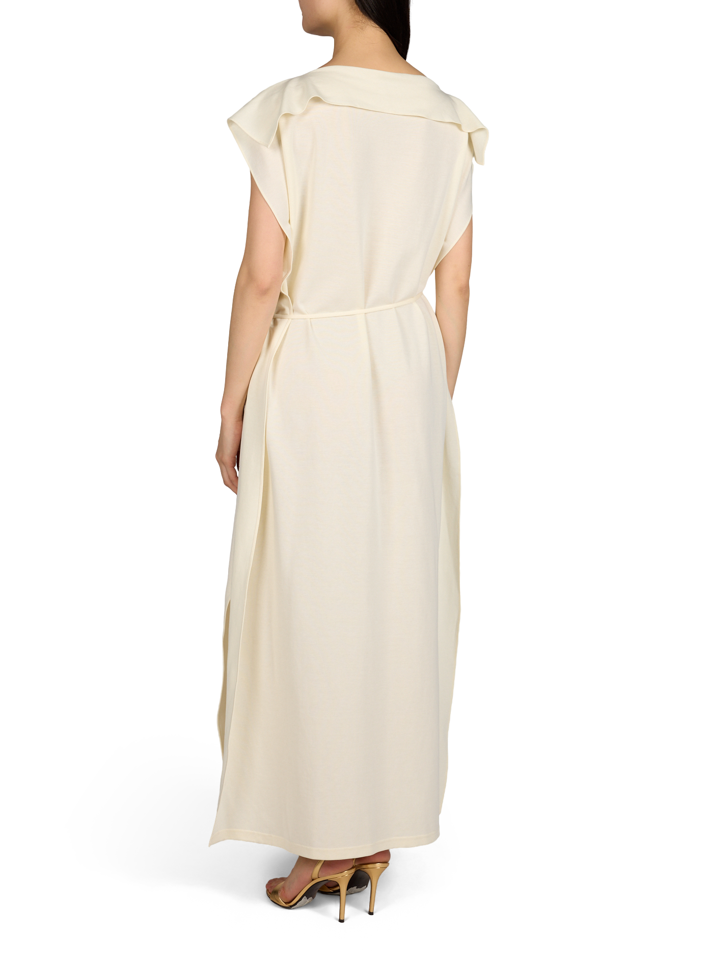Robe longue col carré en coton mélangé VIKTORIA CHAN Beige