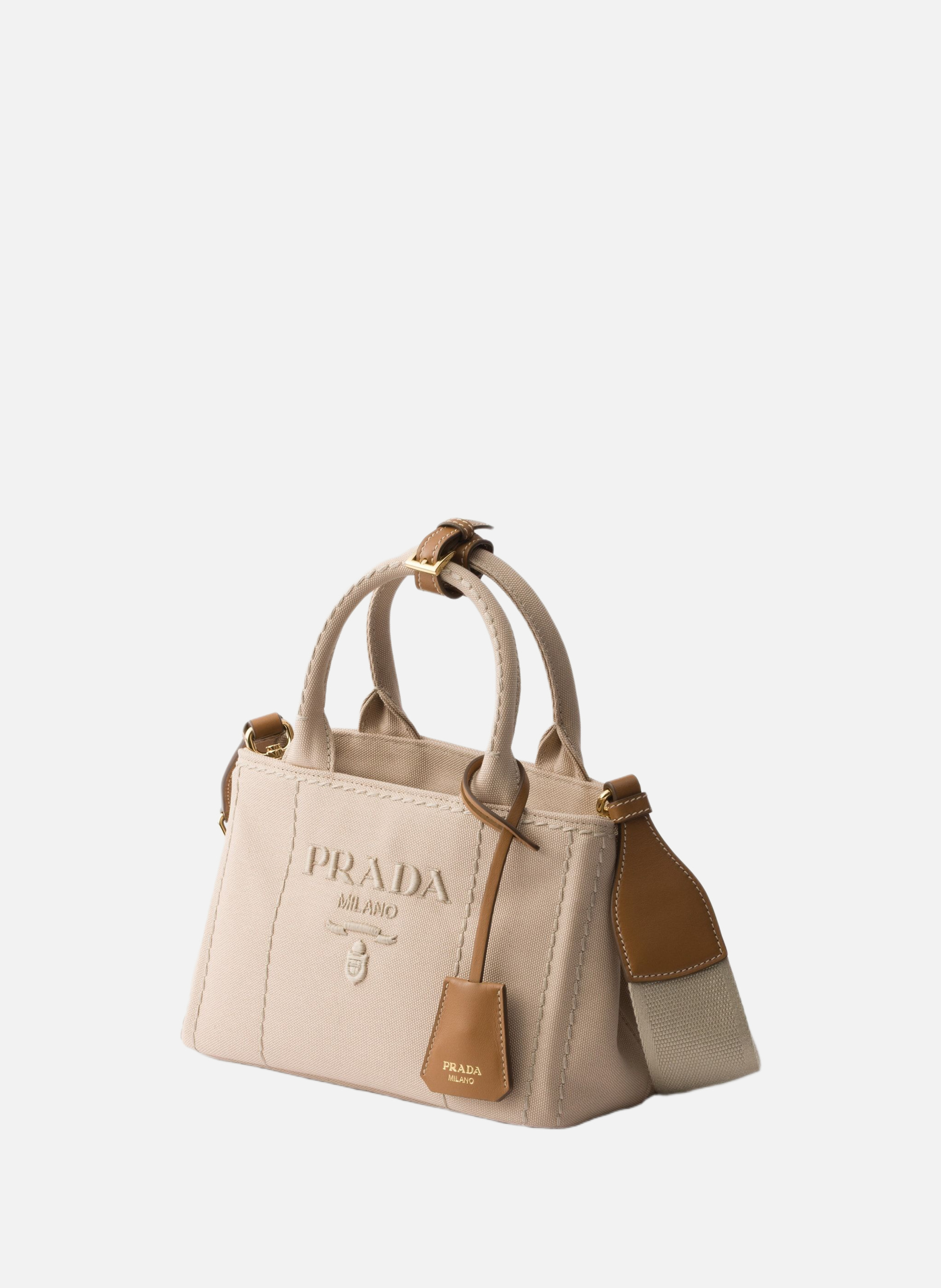 Mini sac prada jardinière en toile de coton PRADA Beige
