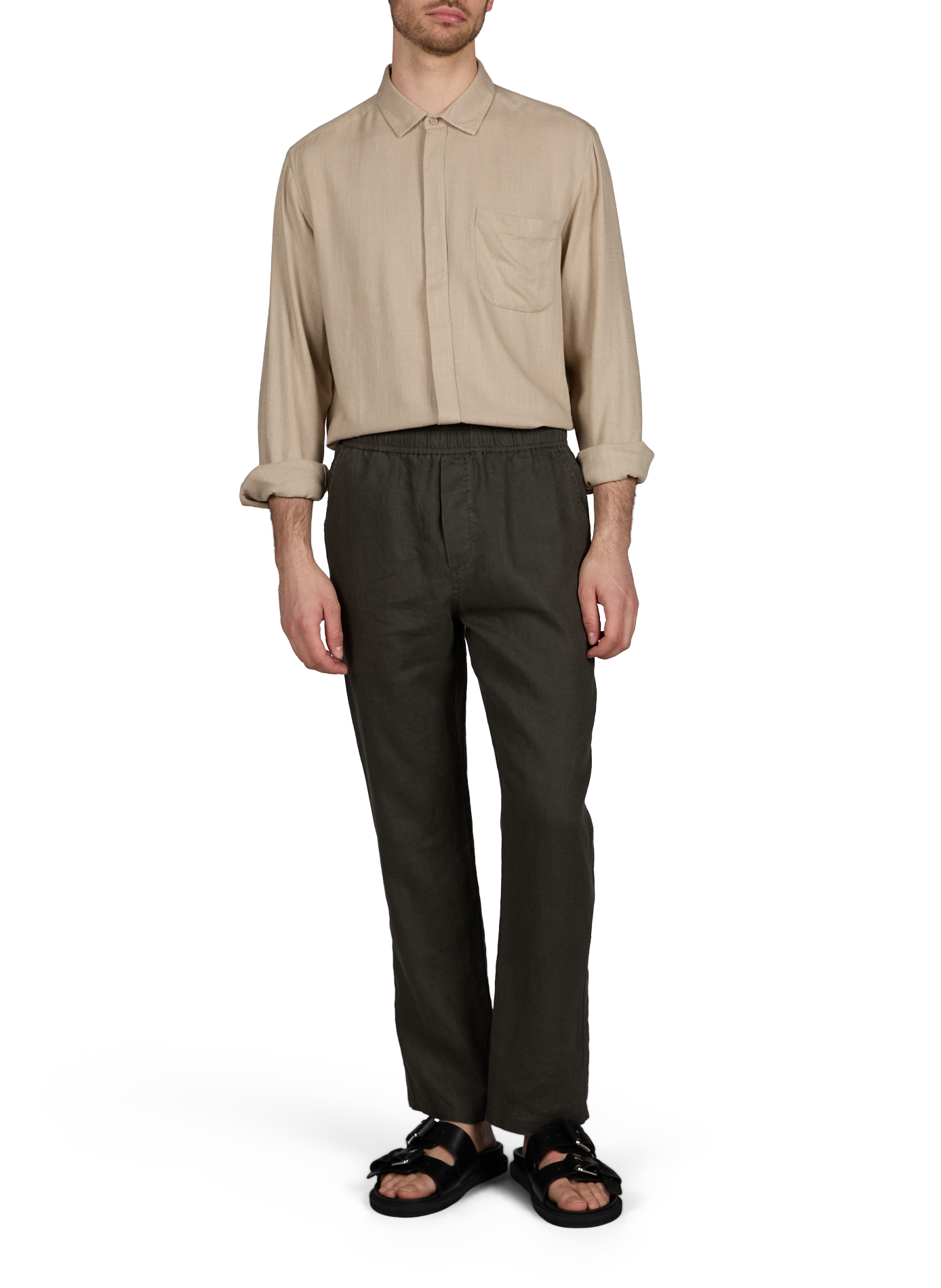 Straight-leg linen trousers SAMSOE SAMSOE Black