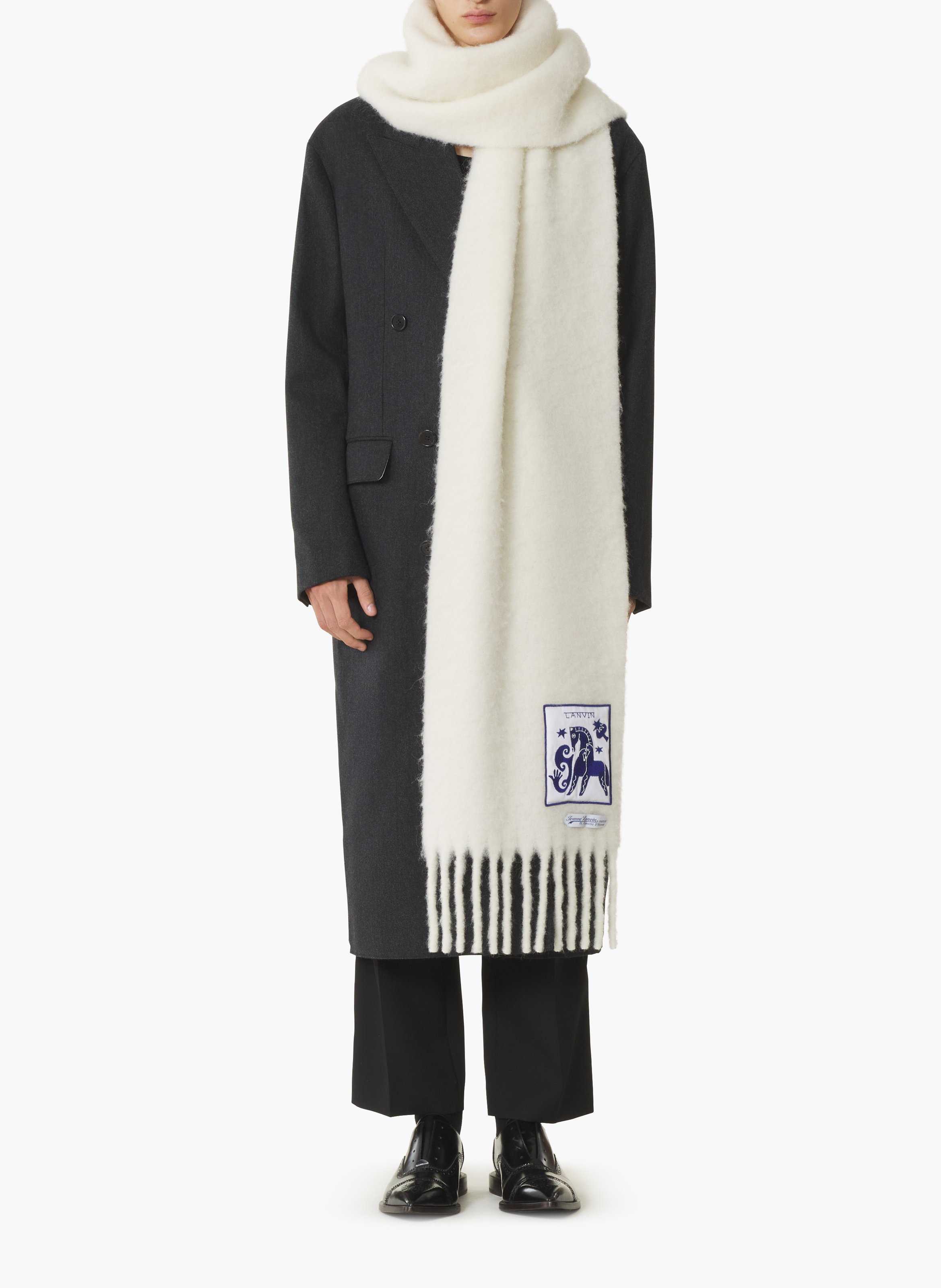 Écharpe lunar year cheval en laine LANVIN Blanc
