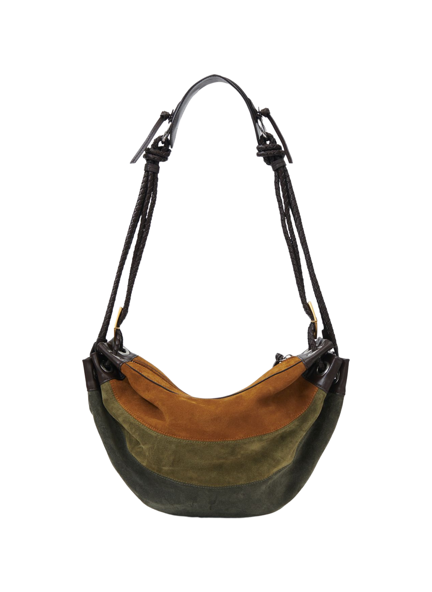 Maia Medium patchwork shoulder bag in suede calf leather ISABEL MARANT Khaki