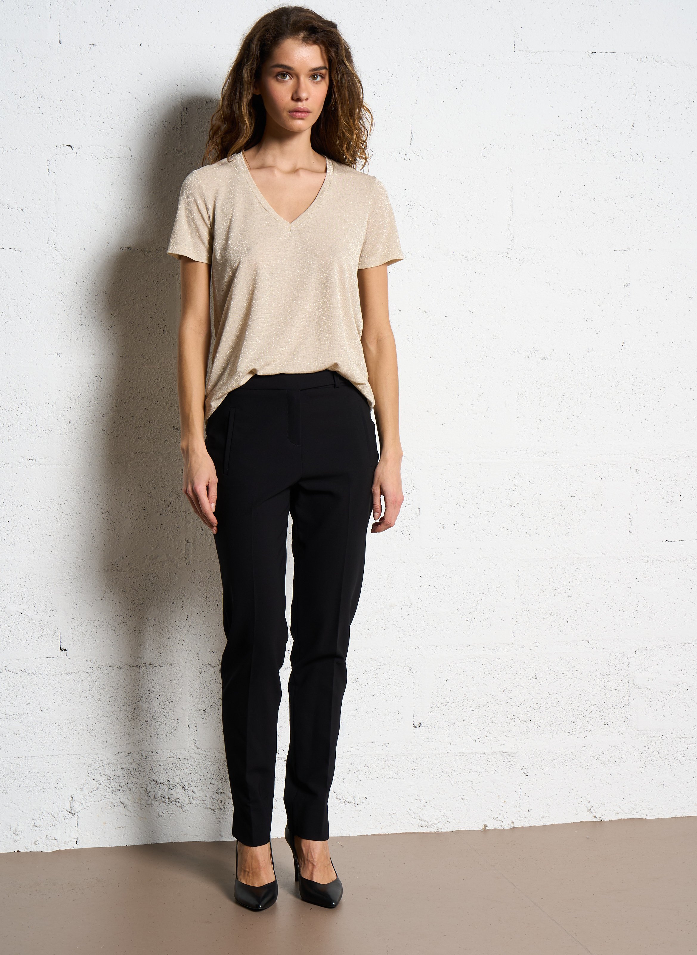 Pantalon slim en crêpe MAISON 123 Noir