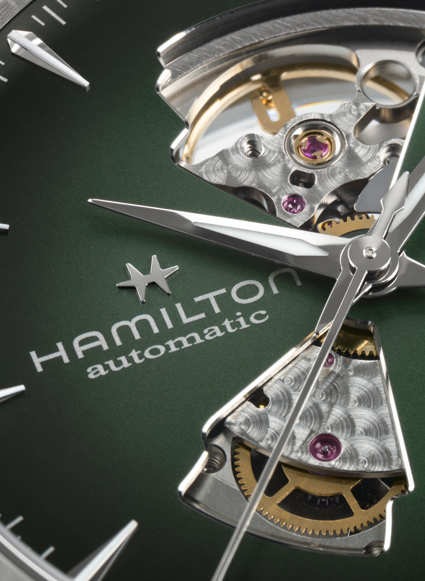 Montre Jazzmaster Open Heart en acier inoxydable HAMILTON Vert