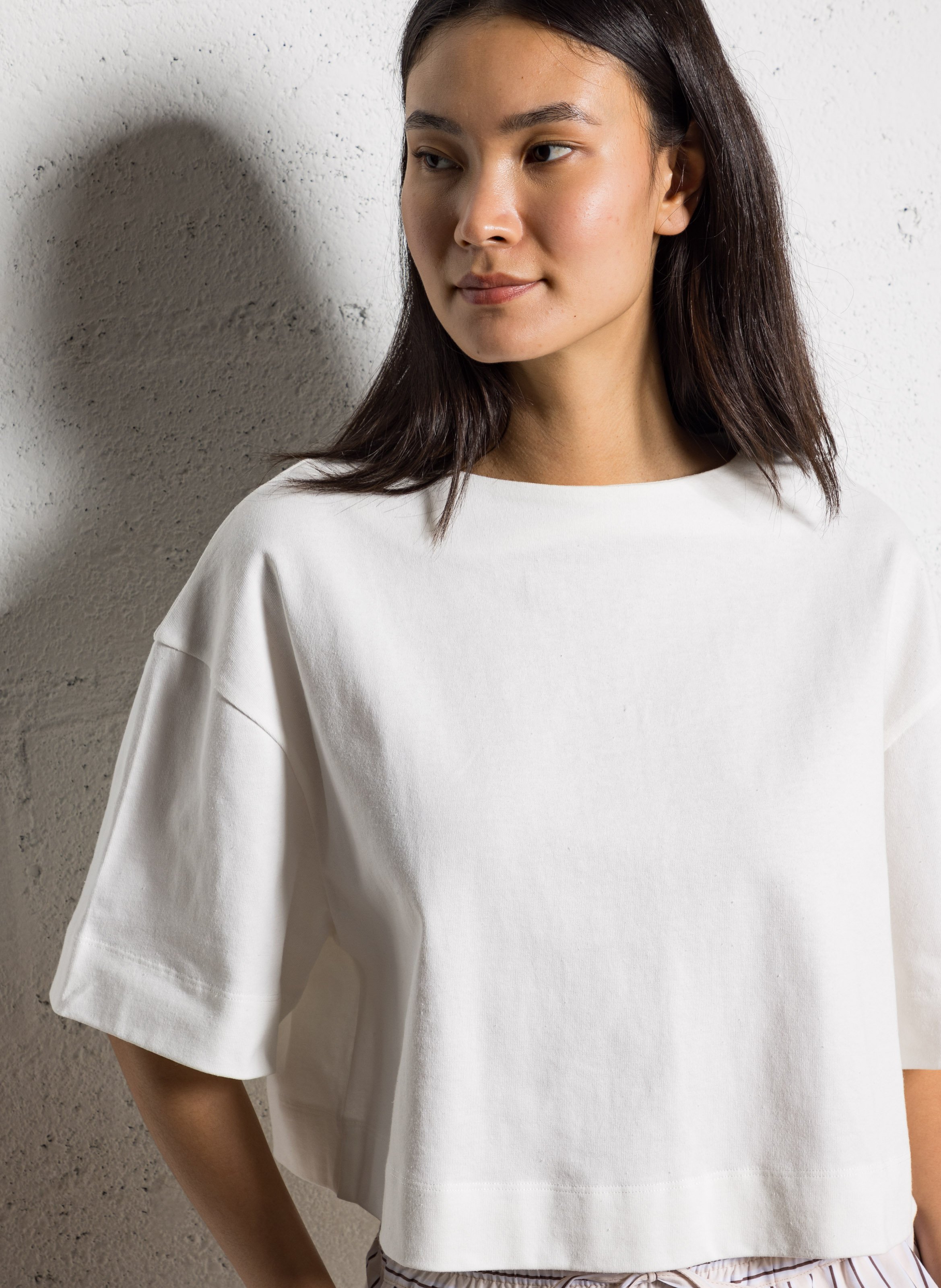 Tee-shirt col bateau en coton bio davina SOEUR Blanc