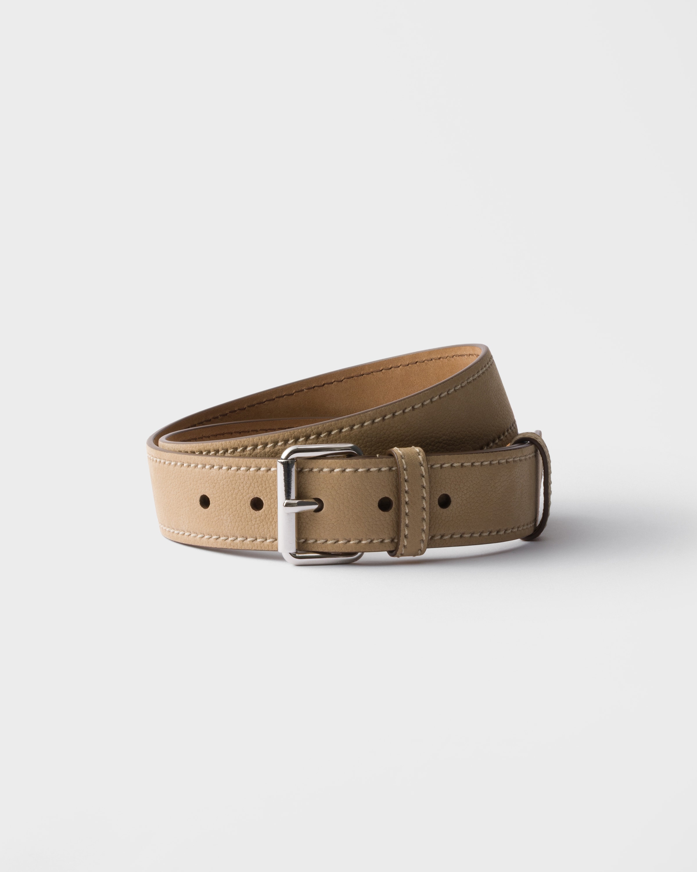 Ceinture en cuir nubuck PRADA Beige
