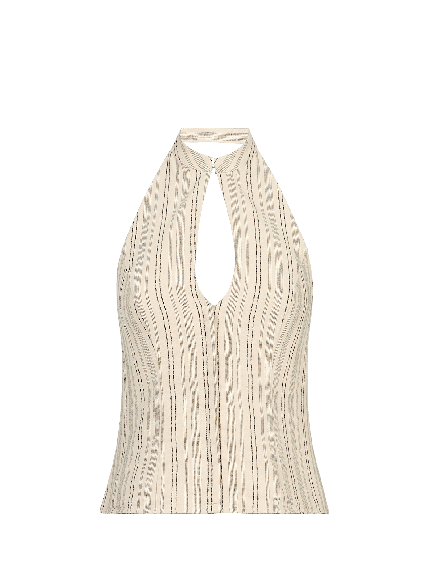 Striped Top Tsflora with cutout at the chest and open back TOPSHOP Beige