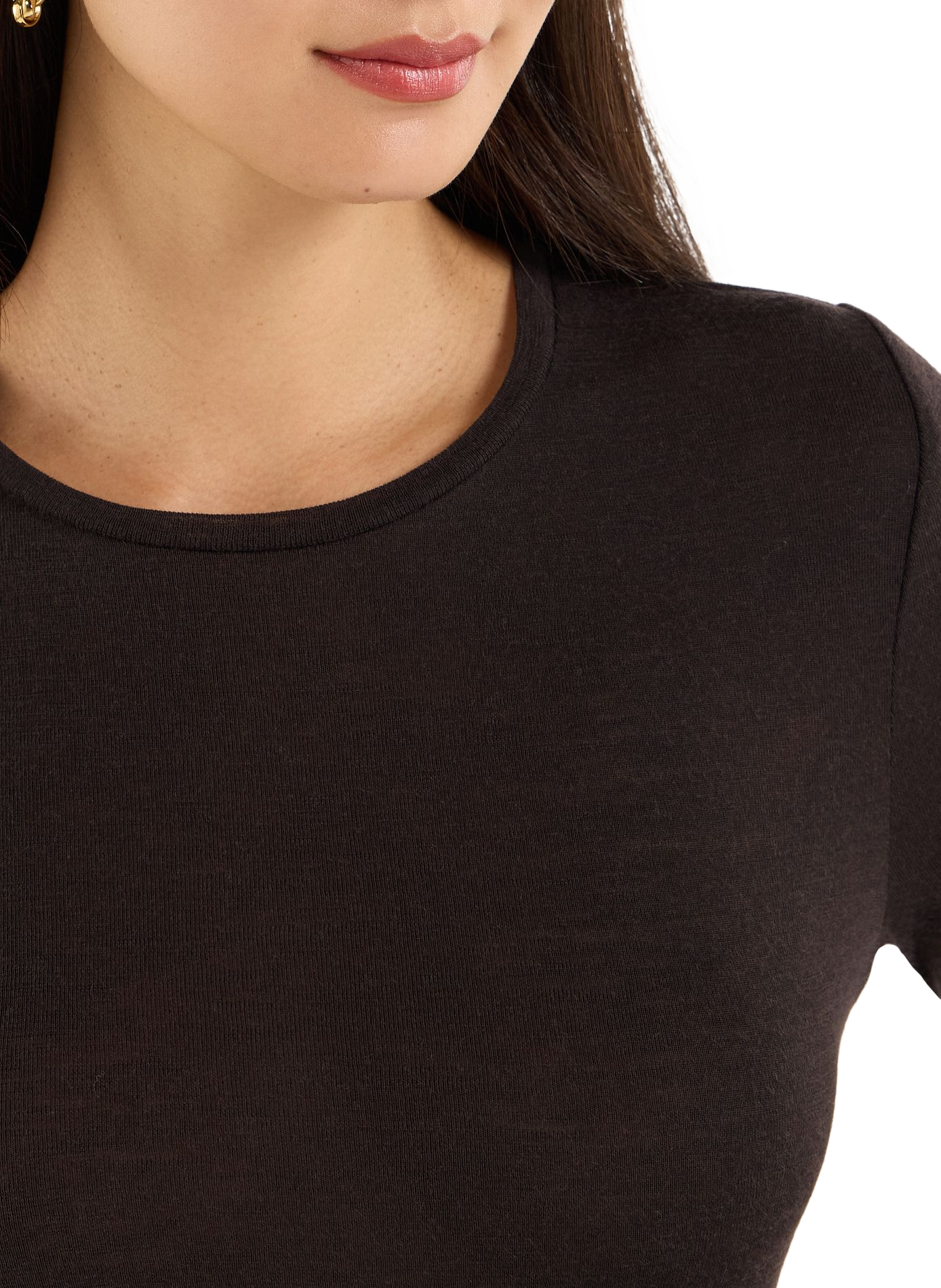 Einfarbiges Wollpullover mit Rundhalsausschnitt SAISON 1865 Braun