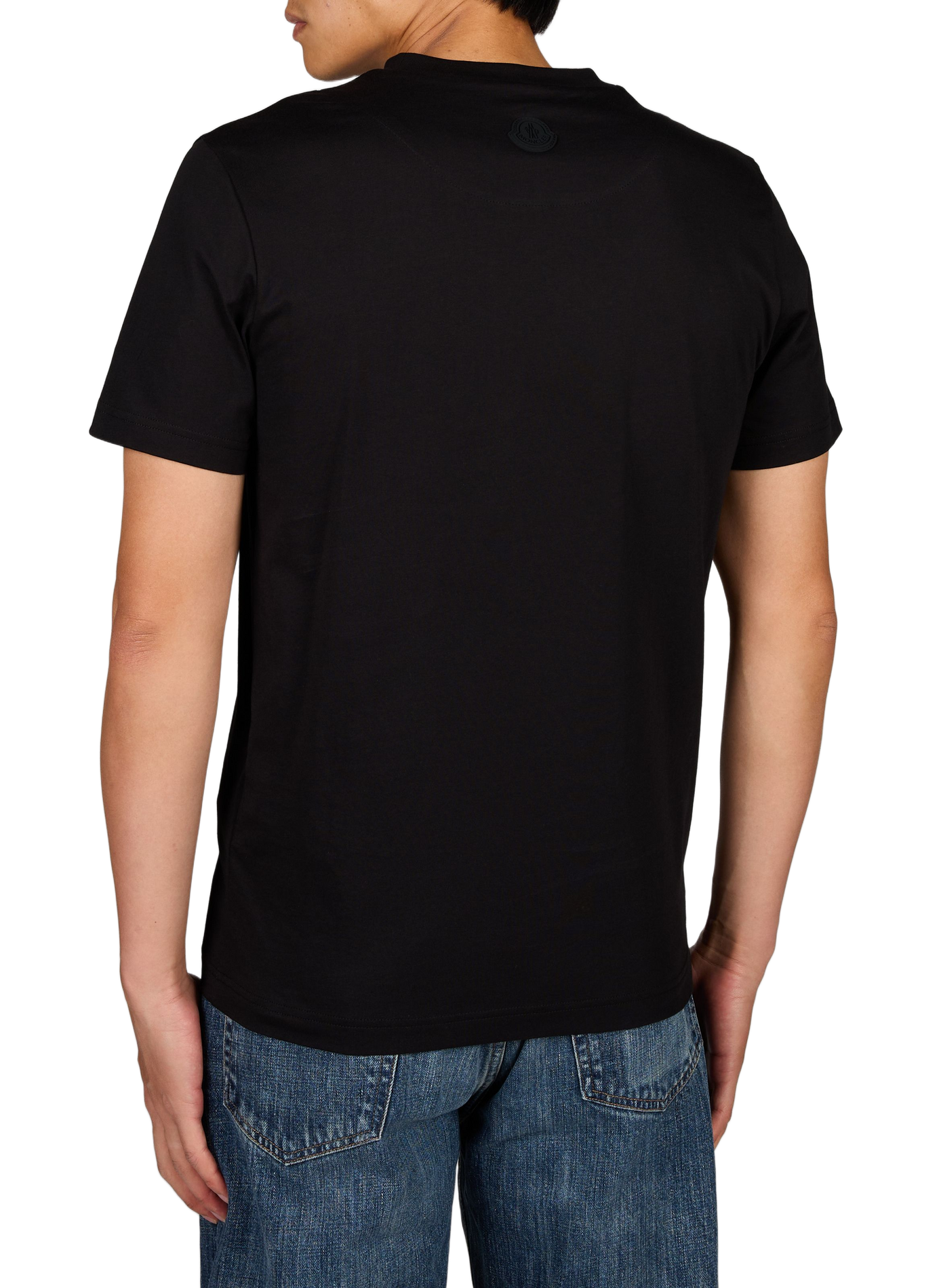 Round-neck T-shirt with cotton logo MONCLER Black