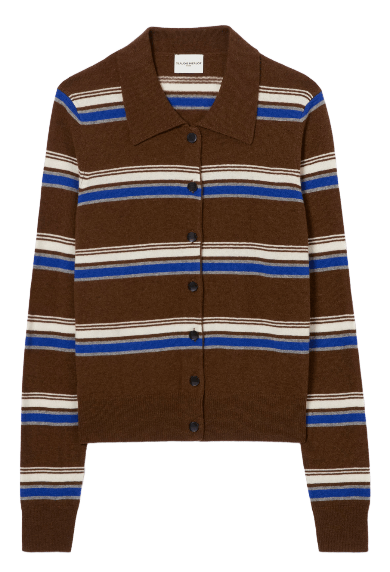 Gilet droit col classique en laine et cachemire rayé CLAUDIE PIERLOT Multicolore