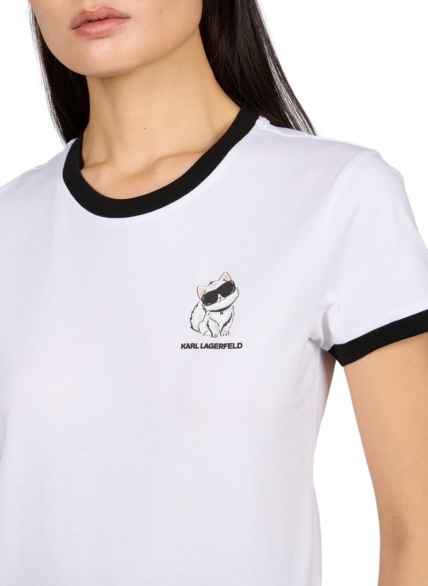 Round neck cotton t-shirt KARL LAGERFELD White