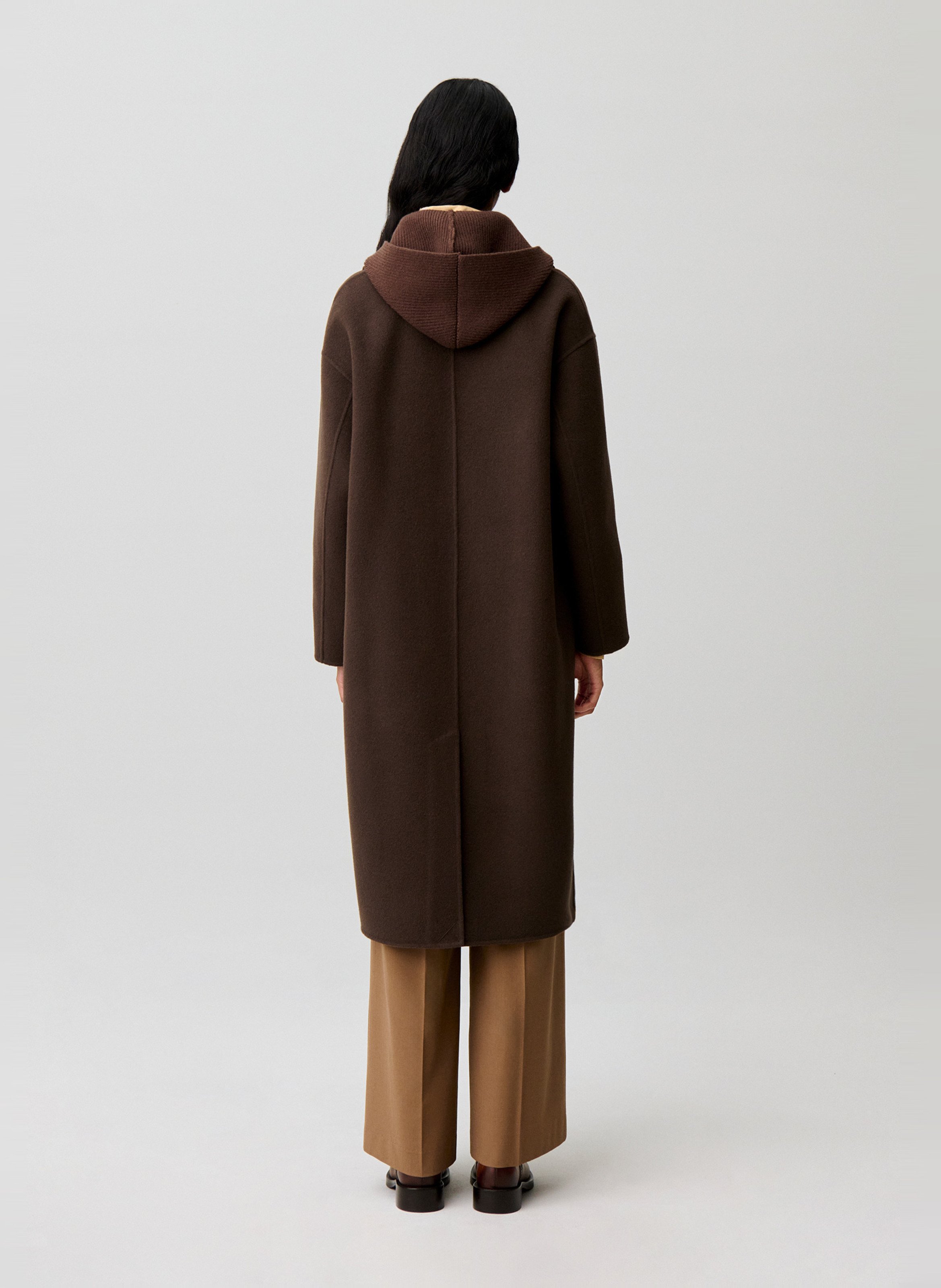 Manteau droit en laine mélangée CLAUDIE PIERLOT Marron