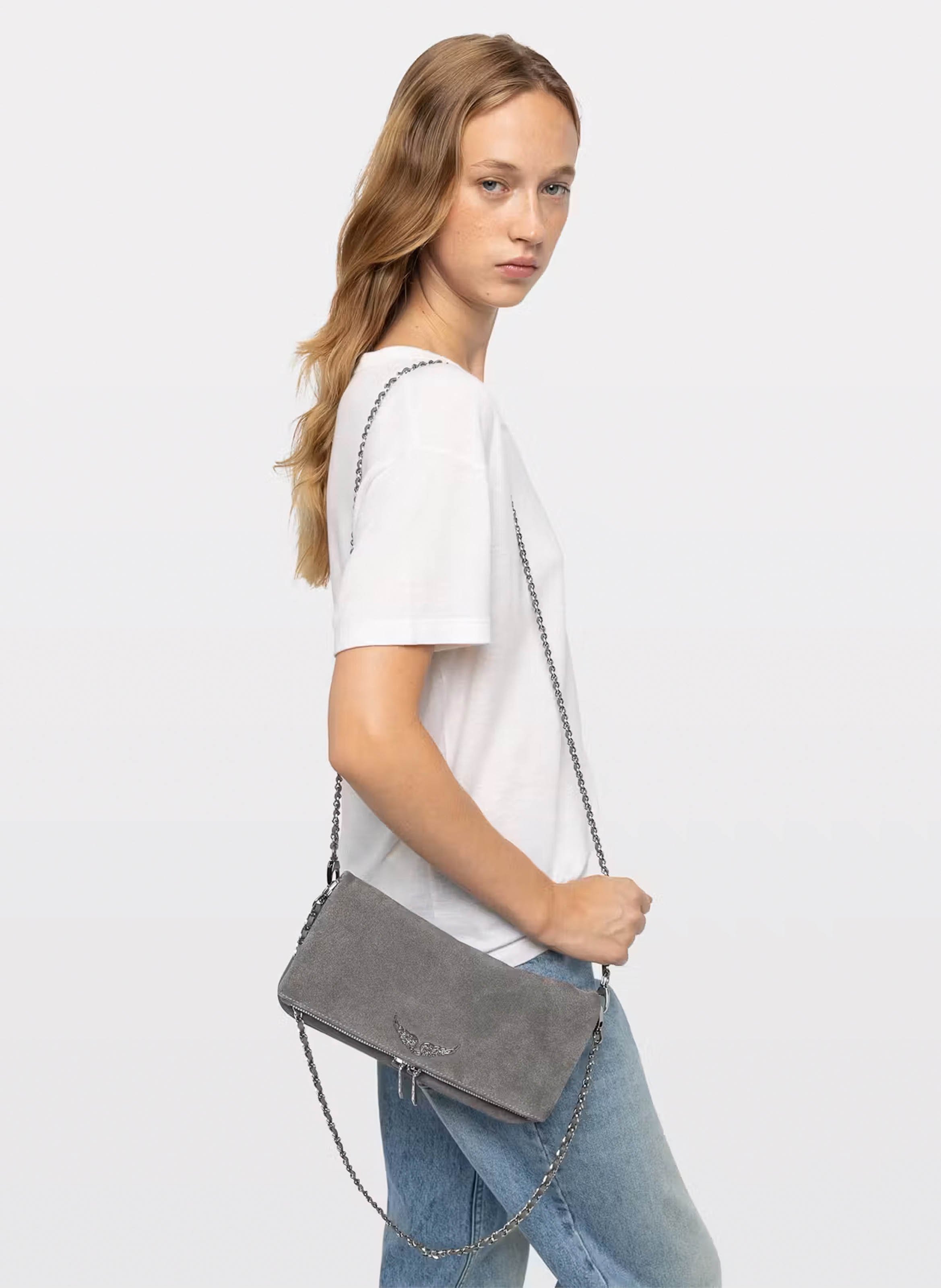 Sac bandoulière en cuir rock suede ZADIG&VOLTAIRE Gris