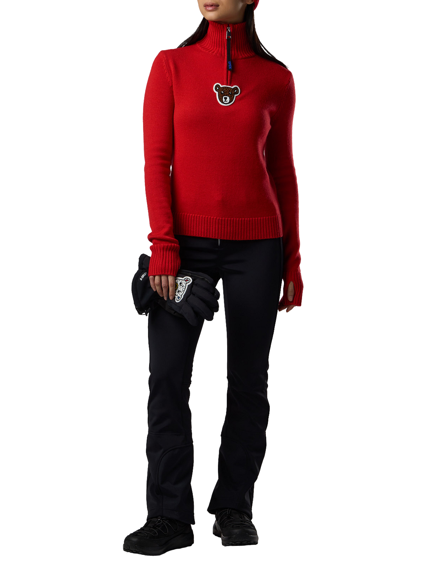Merino wool zip neck jumper ROSSIGNOL Red