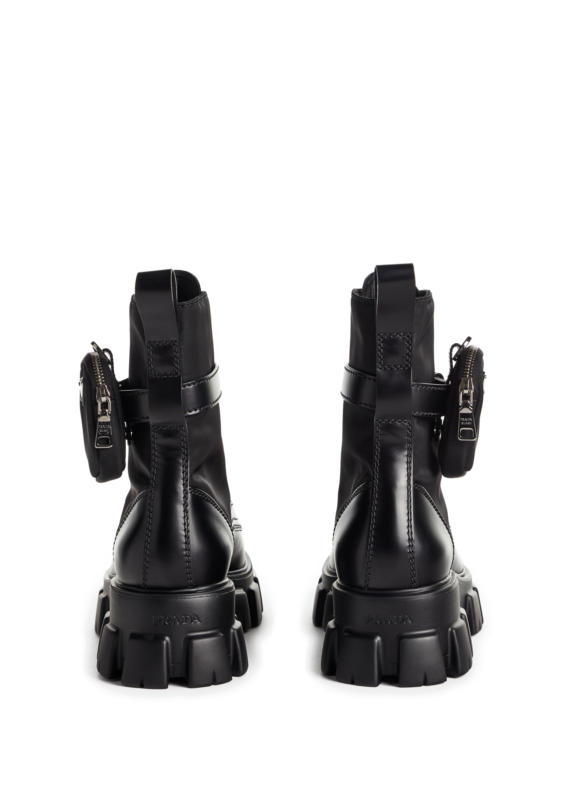 Leather and nylon ankle boots PRADA Black