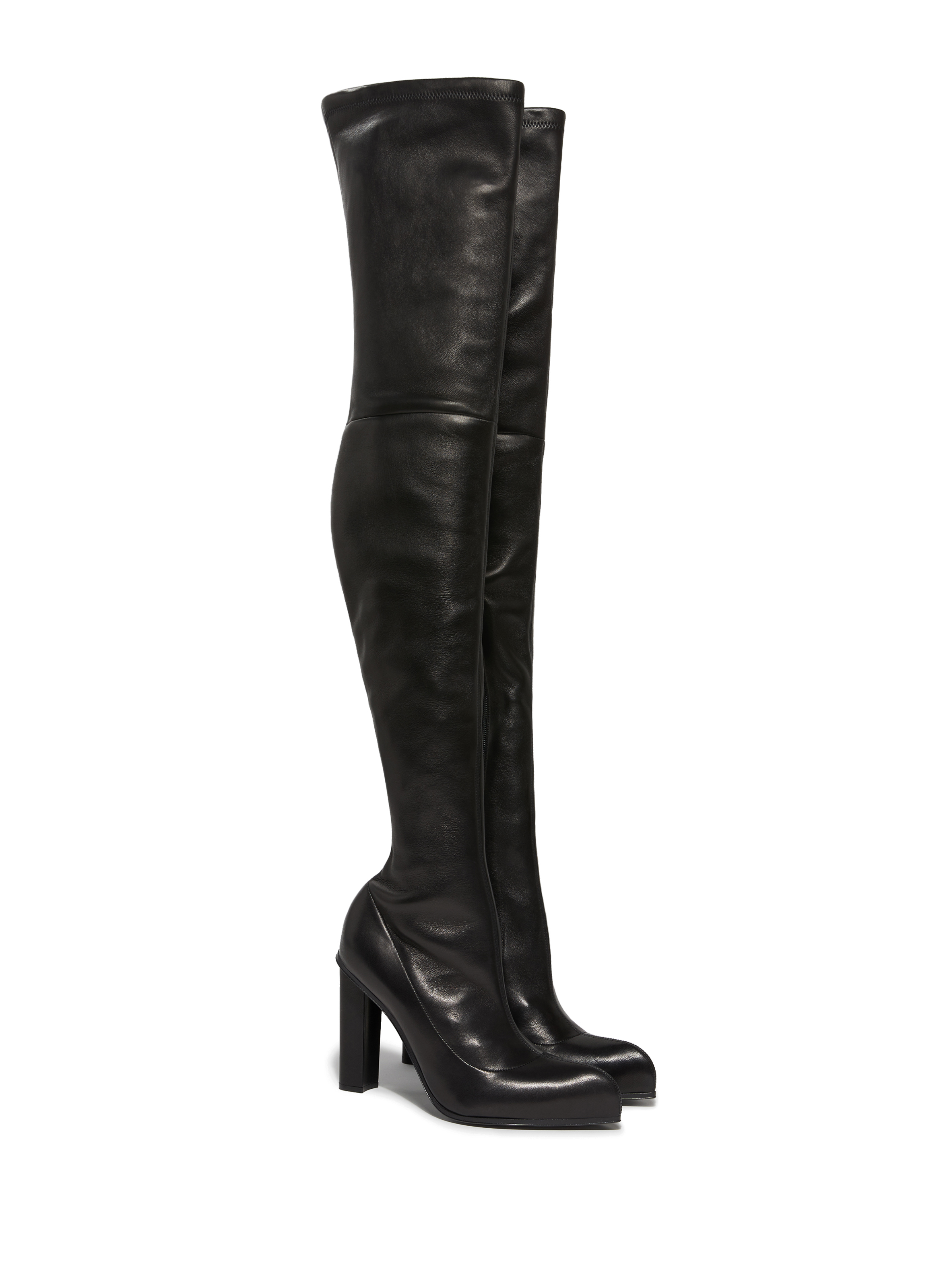 Peak leather over-the-knee boots ALEXANDER MCQUEEN Black