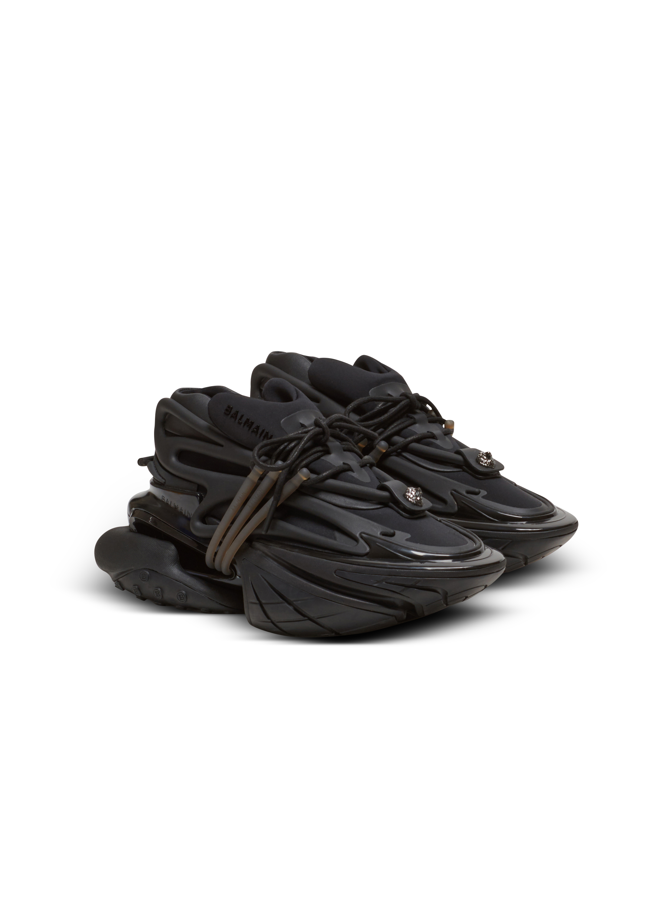 Baskets unicorn en néoprene et cuir BALMAIN Noir