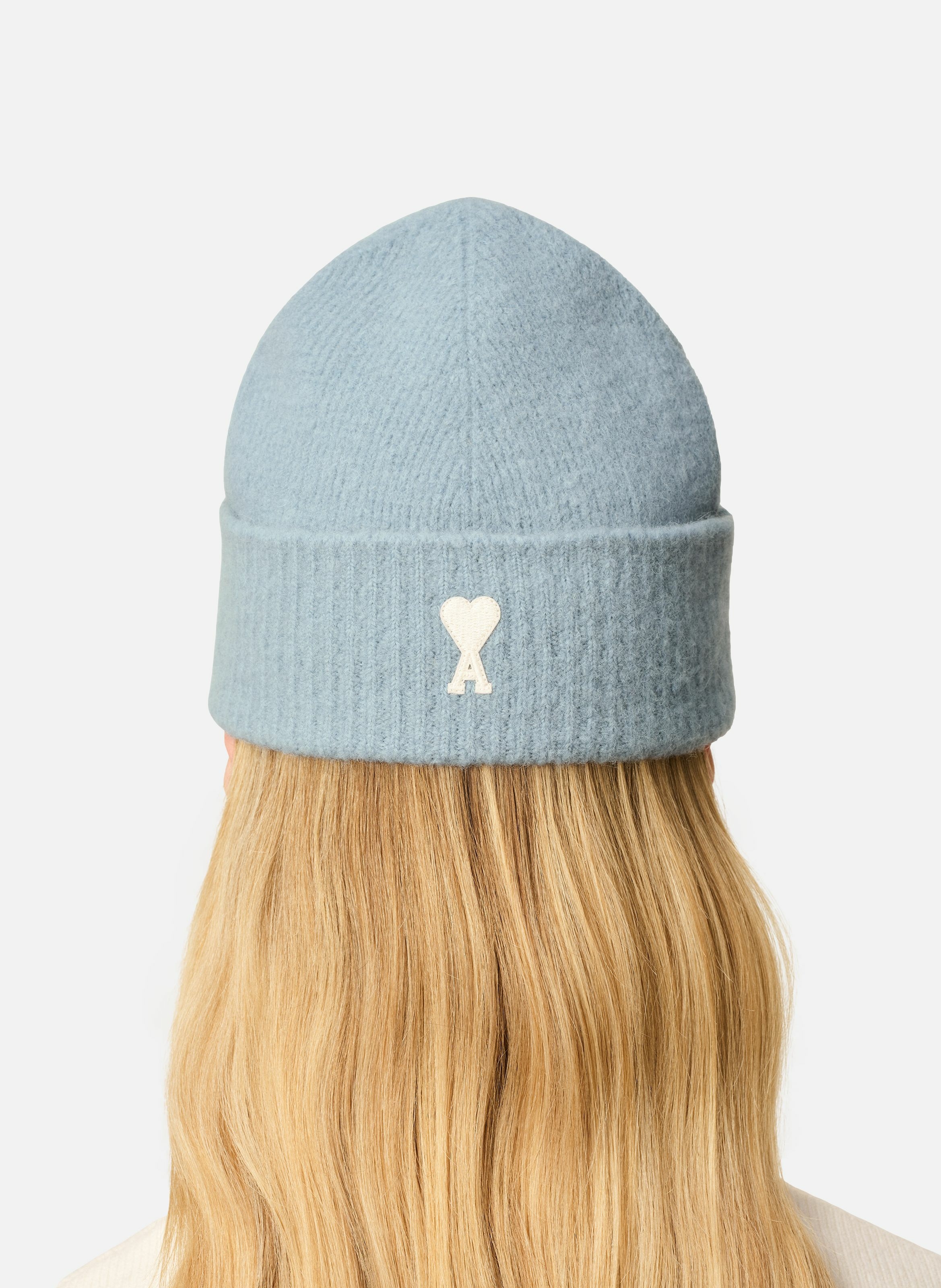 Bonnet ami de coeur en alpaga rayé unisexe AMI PARIS Bleu