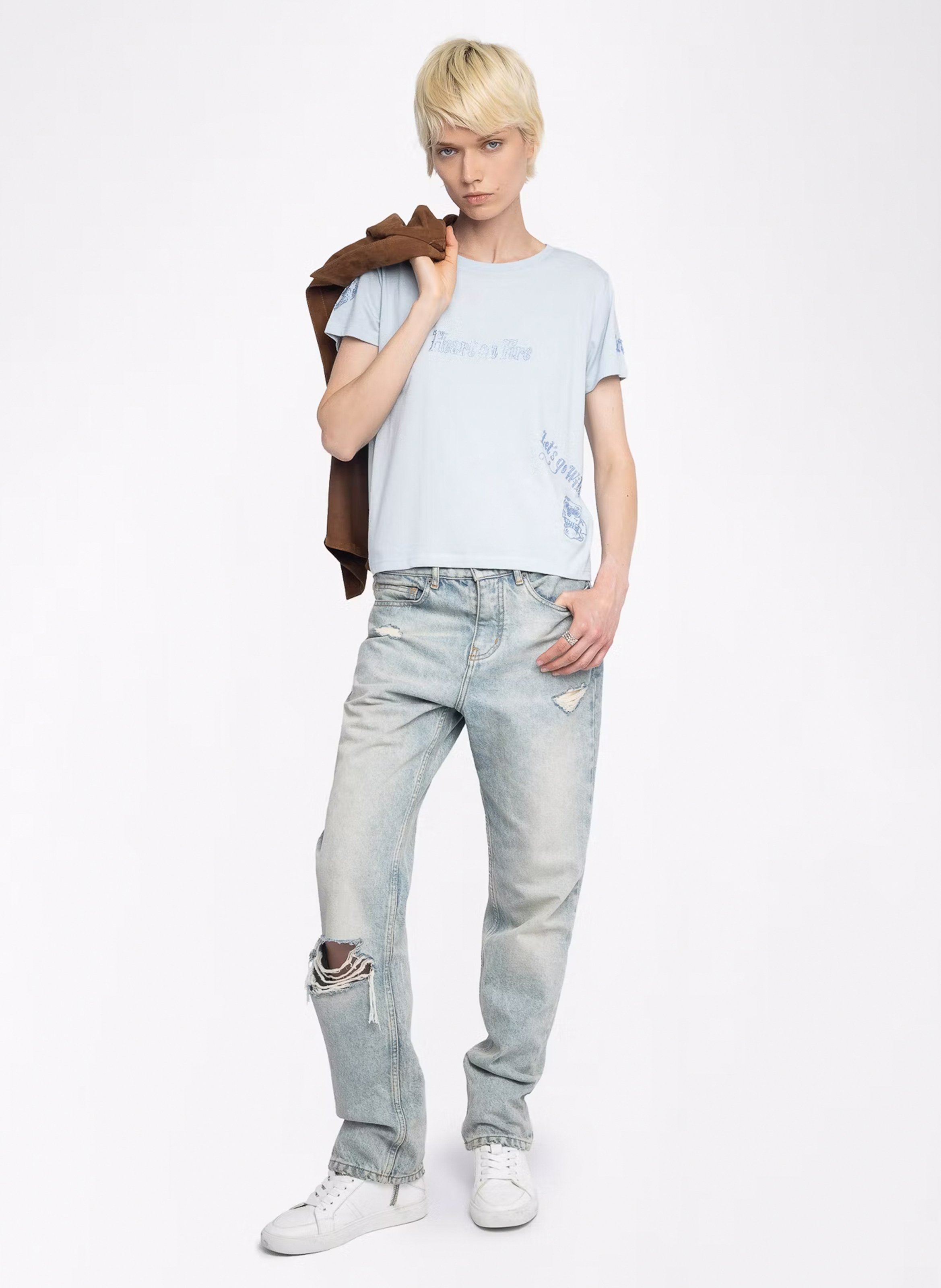 Tee-shirt col rond à strass alys ZADIG&VOLTAIRE Bleu