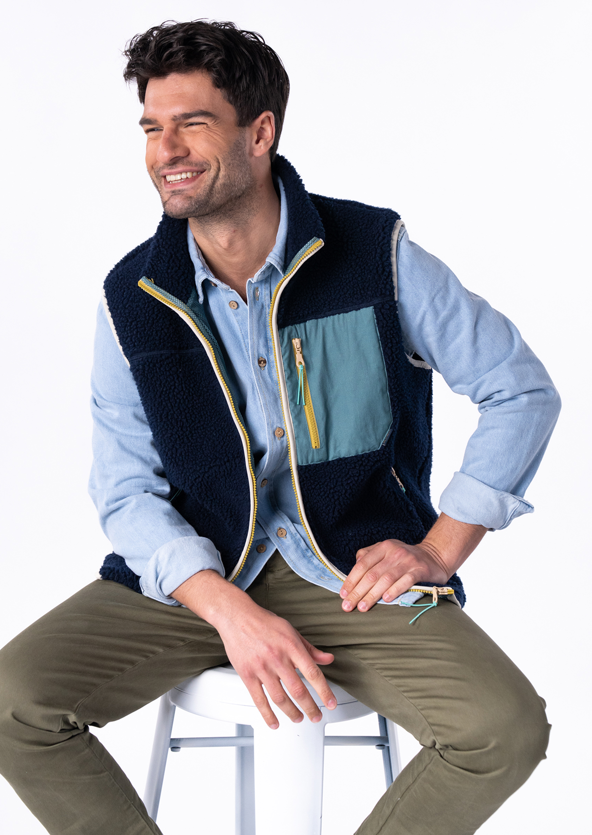 Veste sherpa zippée sans manches BILLYBELT Bleu