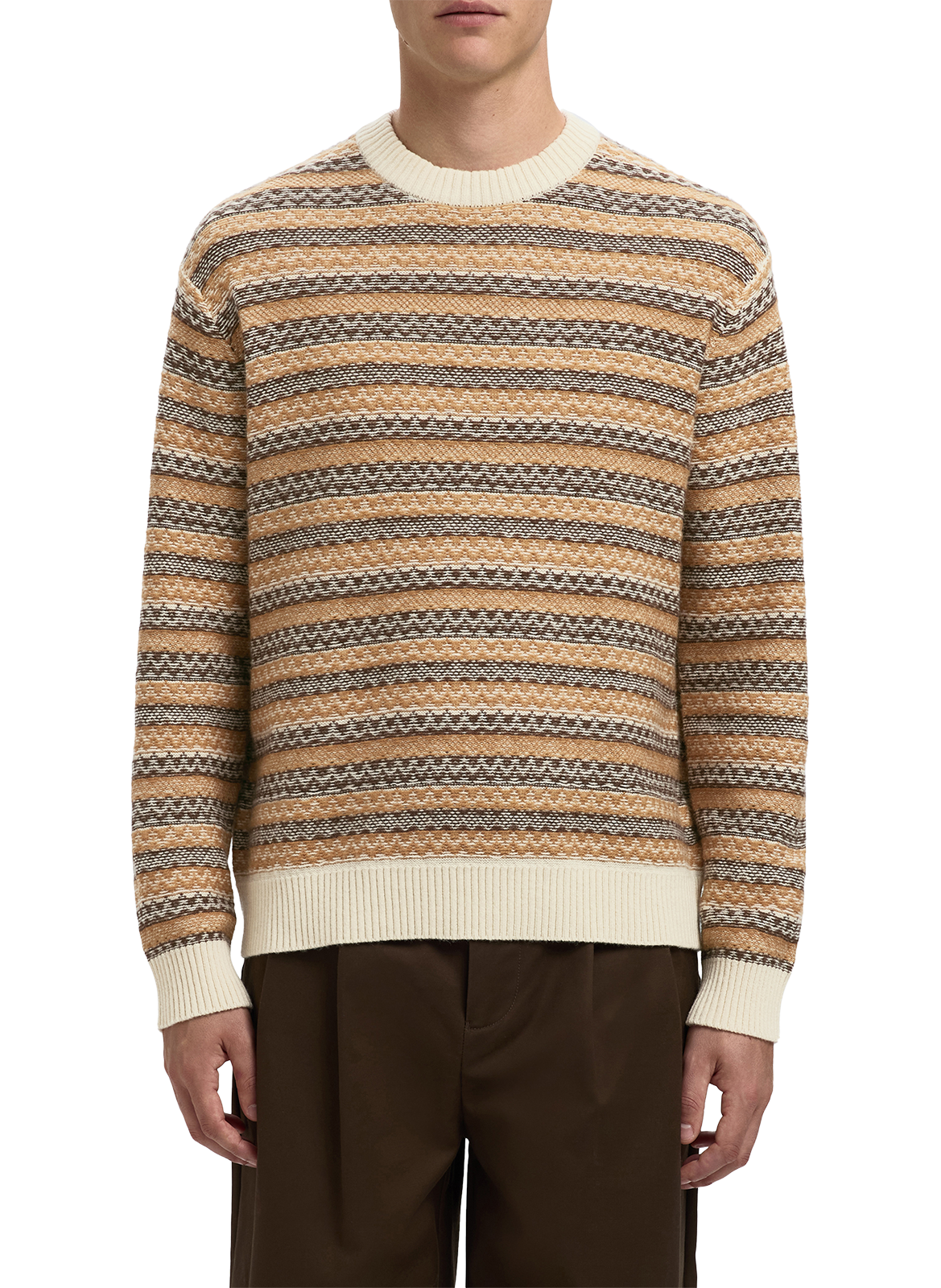 SELECTED Straight wool blend sweater Beige