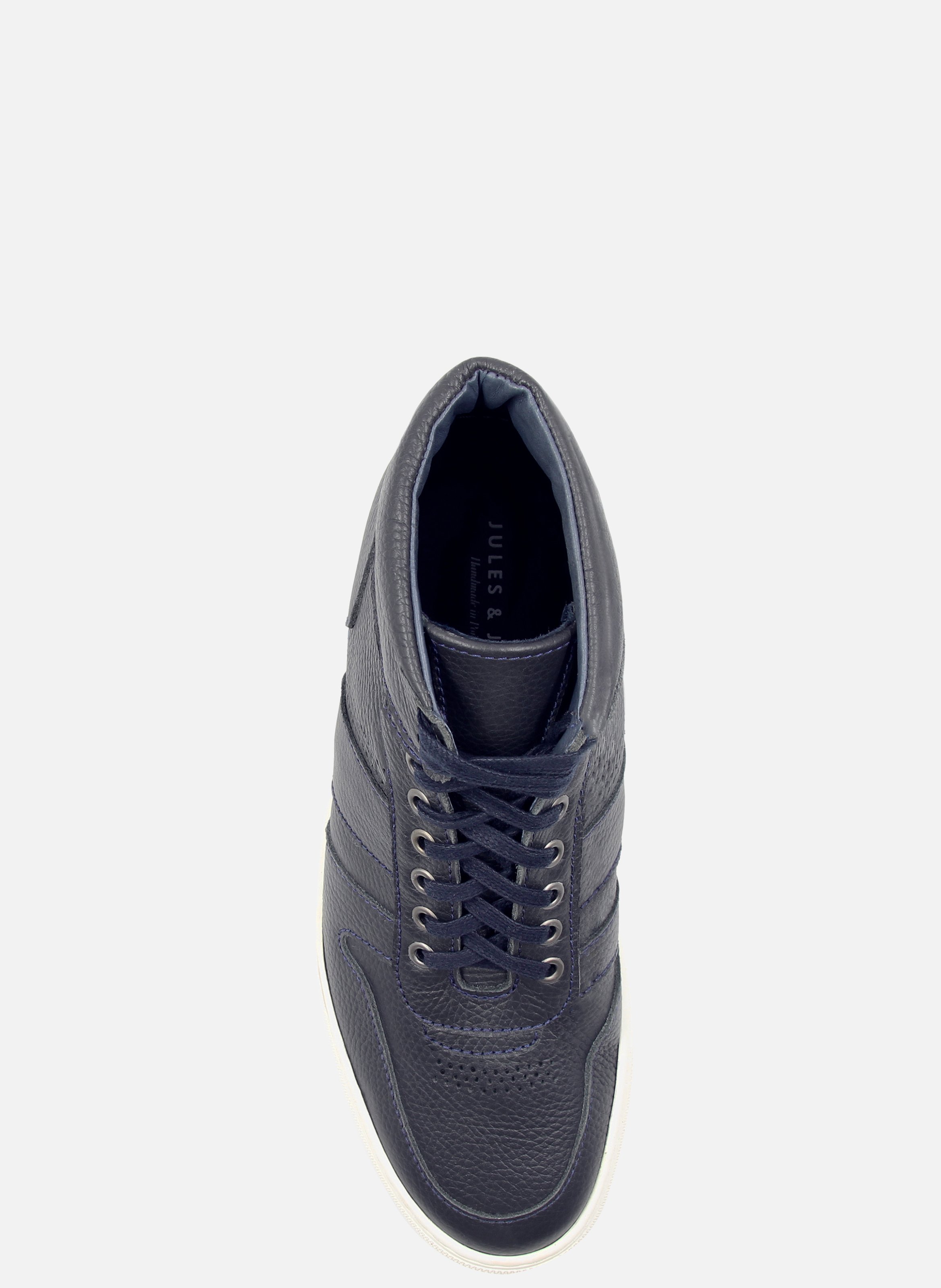 Baskets gaspard cuir grainé JULES & JENN Bleu