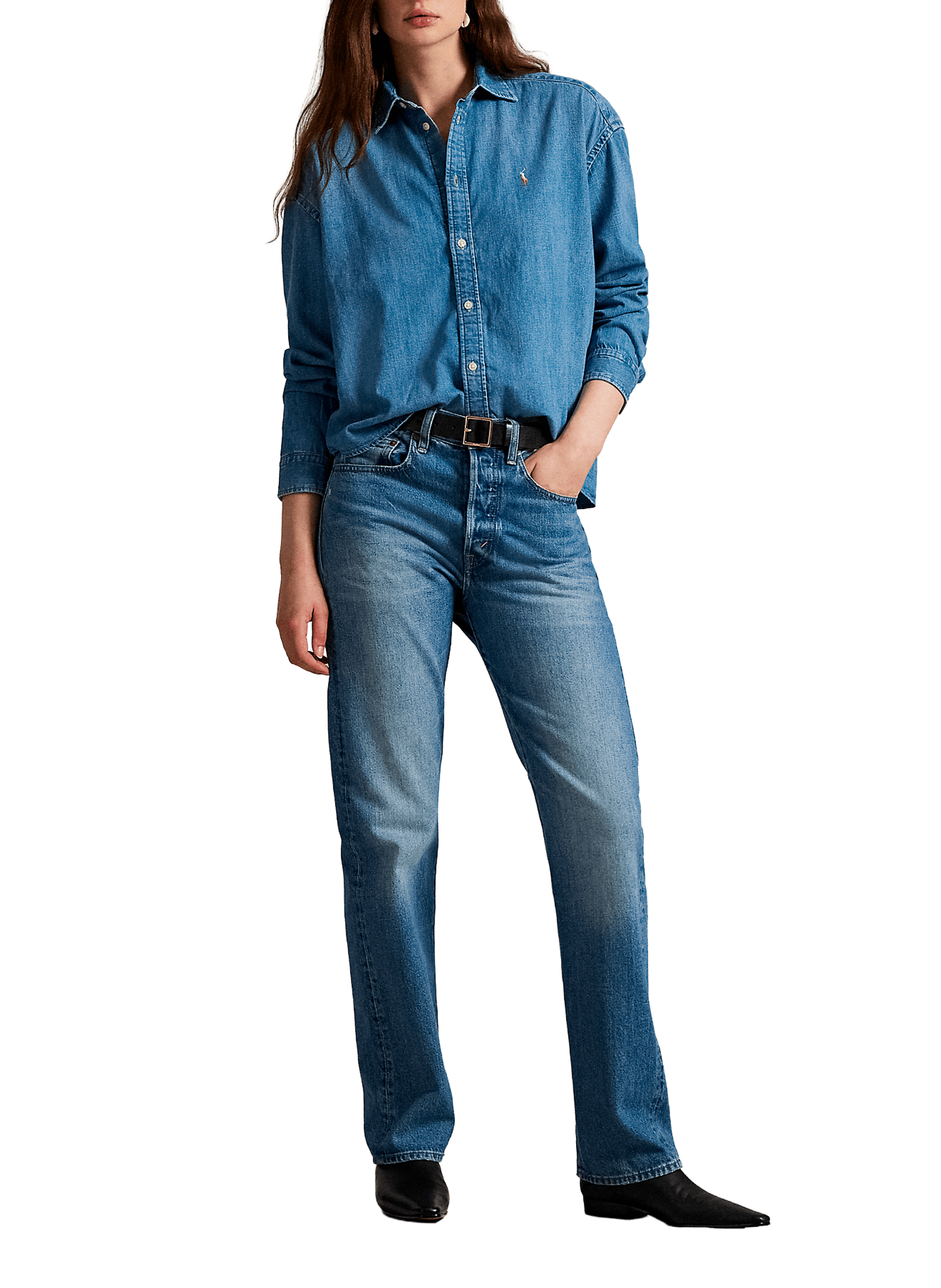 Chemise col classique en coton POLO RALPH LAUREN Bleu