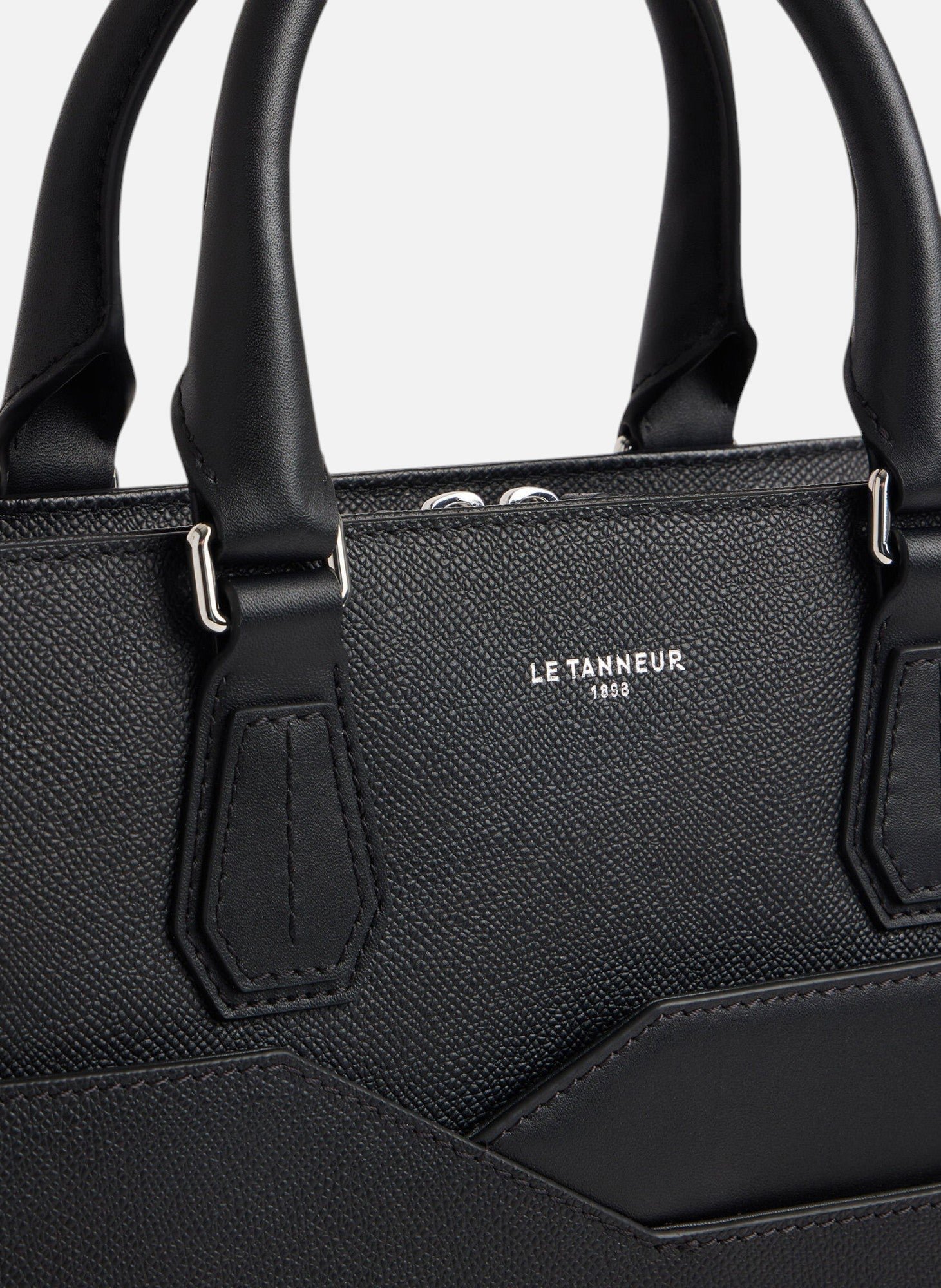 Porte documents slim 15" gaston en cuir grain croisé LE TANNEUR Noir