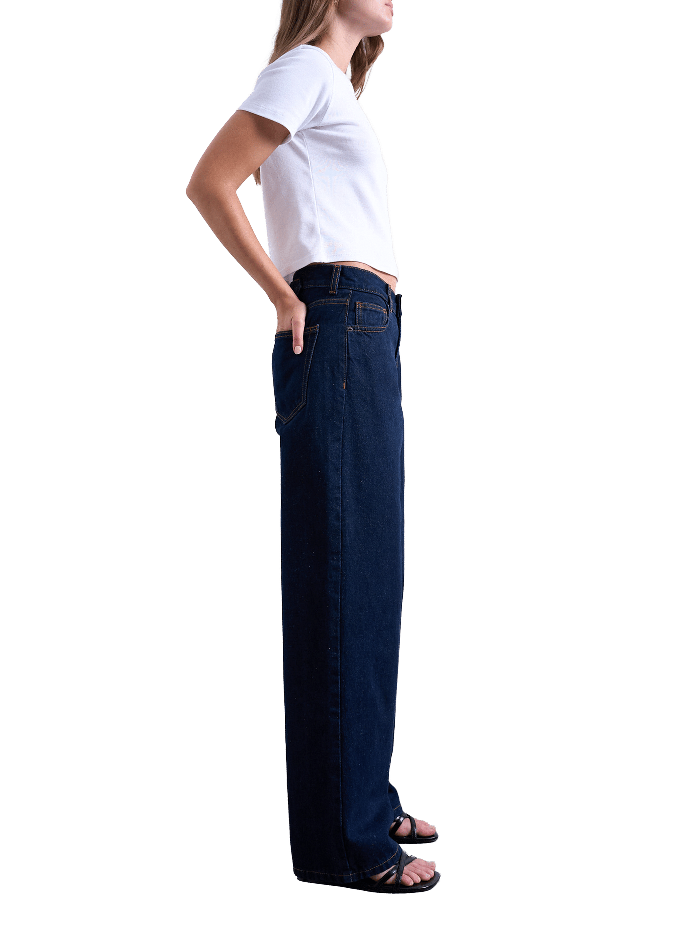 Jean large en coton TOPSHOP Bleu