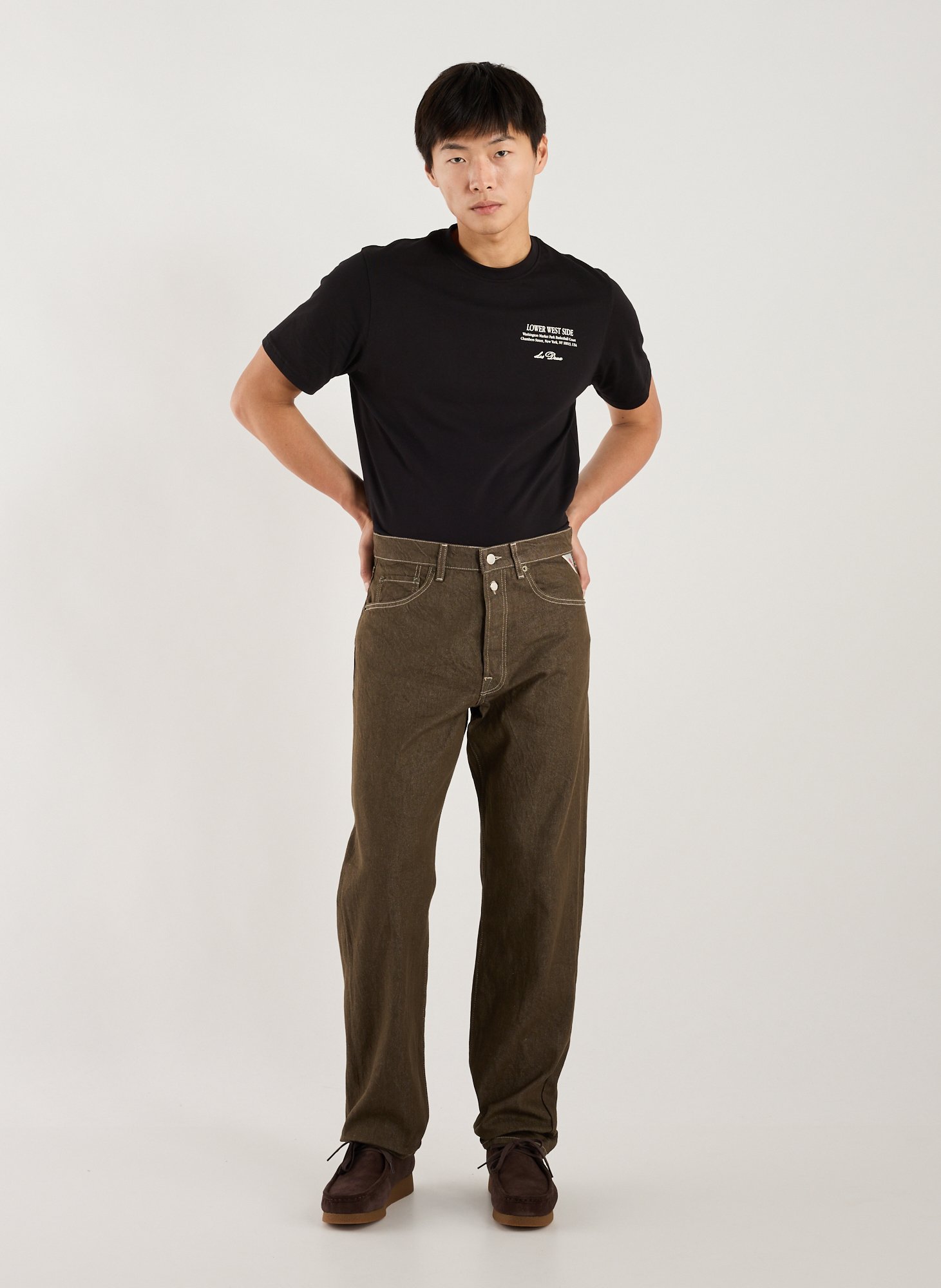 Jeans droit en coton REPLAY Marron