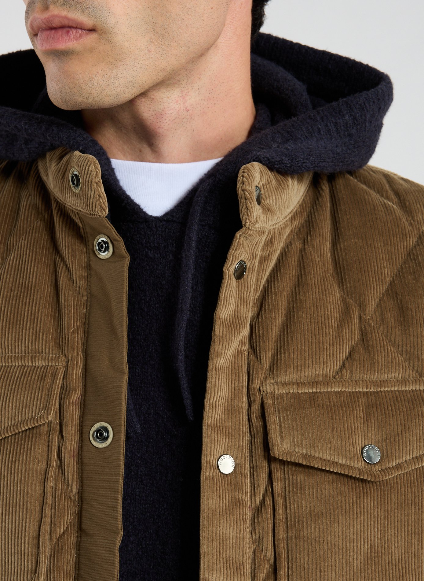 Sleeveless round neck cotton jacket WOOLRICH Brown