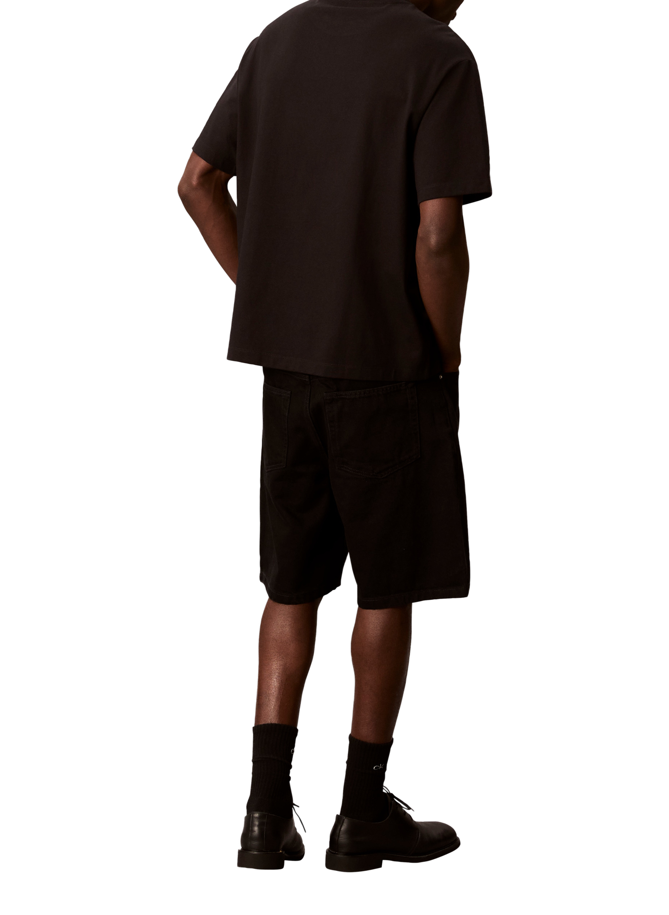 T-shirt droit à logo en coton CALVIN KLEIN Noir