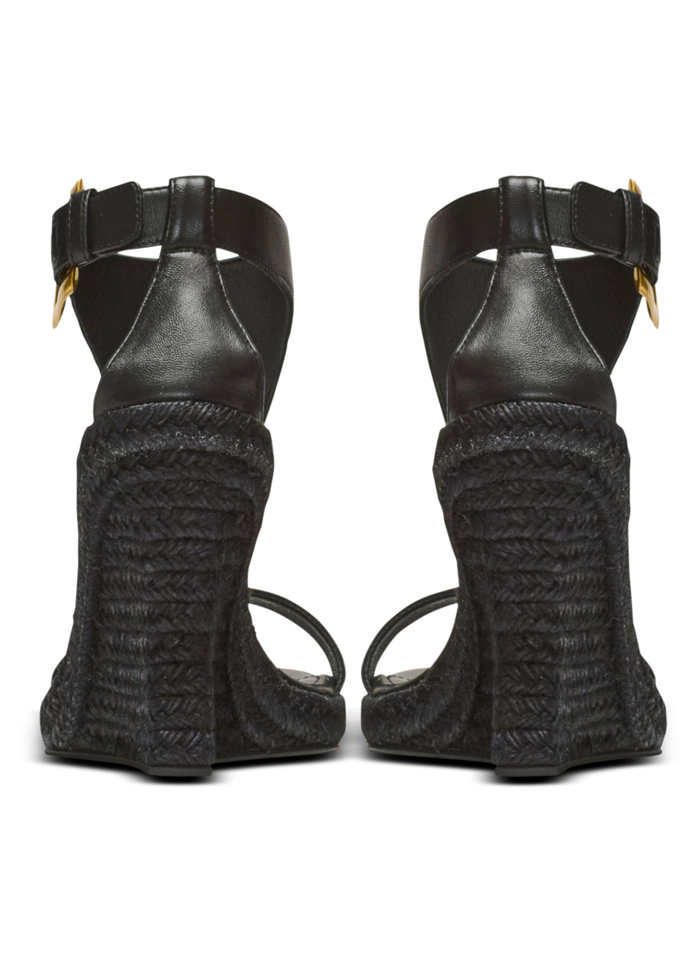 Espadrilles compensées anthem en cuir d’agneau BALMAIN Noir