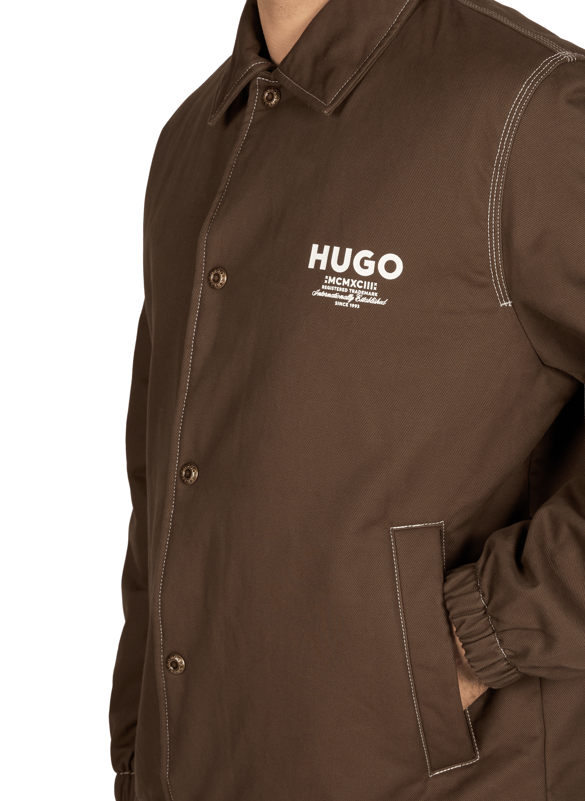 Veste ample à col classique en coton HUGO BLUE Marron