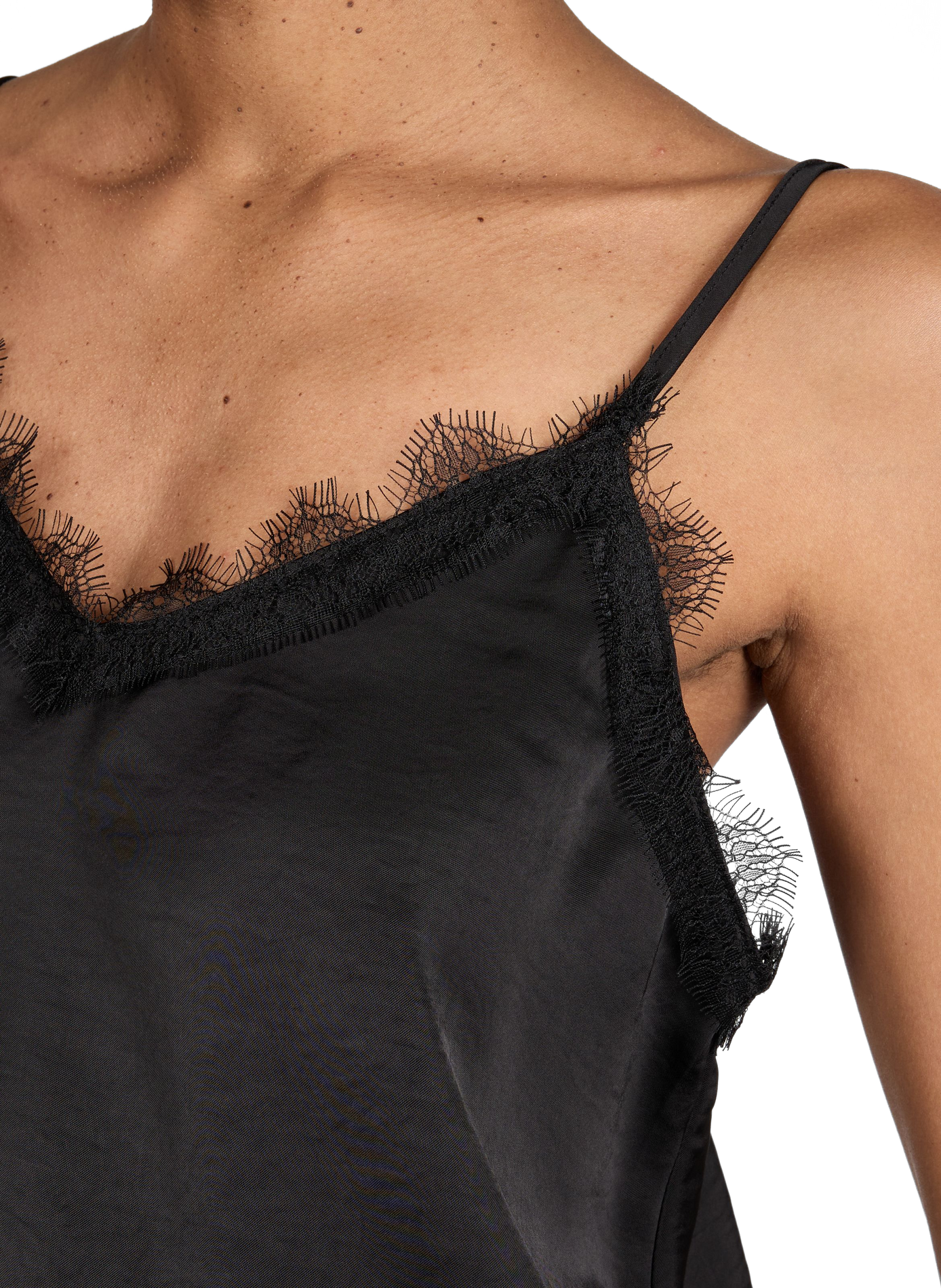 Lace Trim Tank Top OBJECT Black