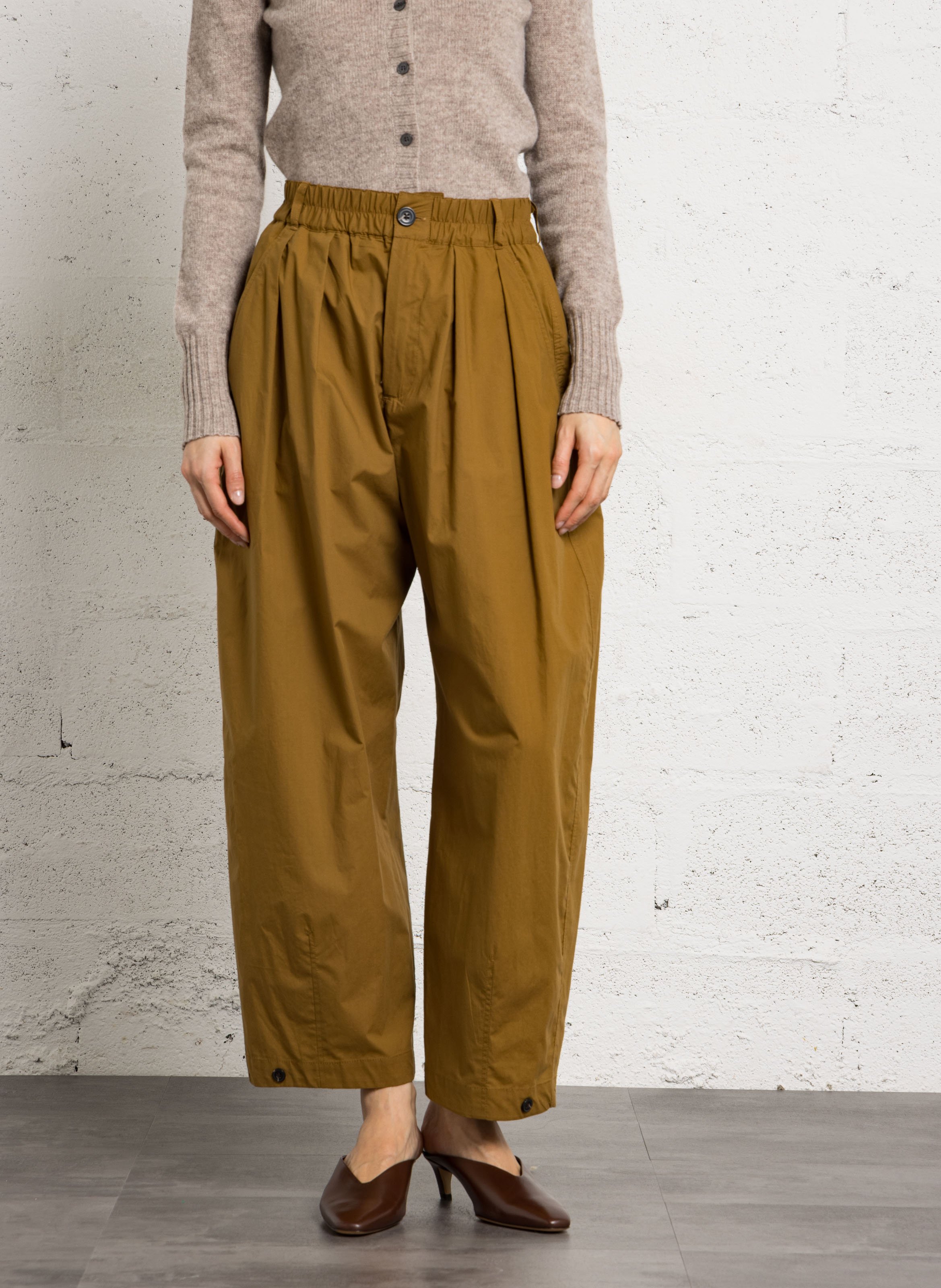 Pantalon large taille haute en coton recyclé vernon SOEUR Marron