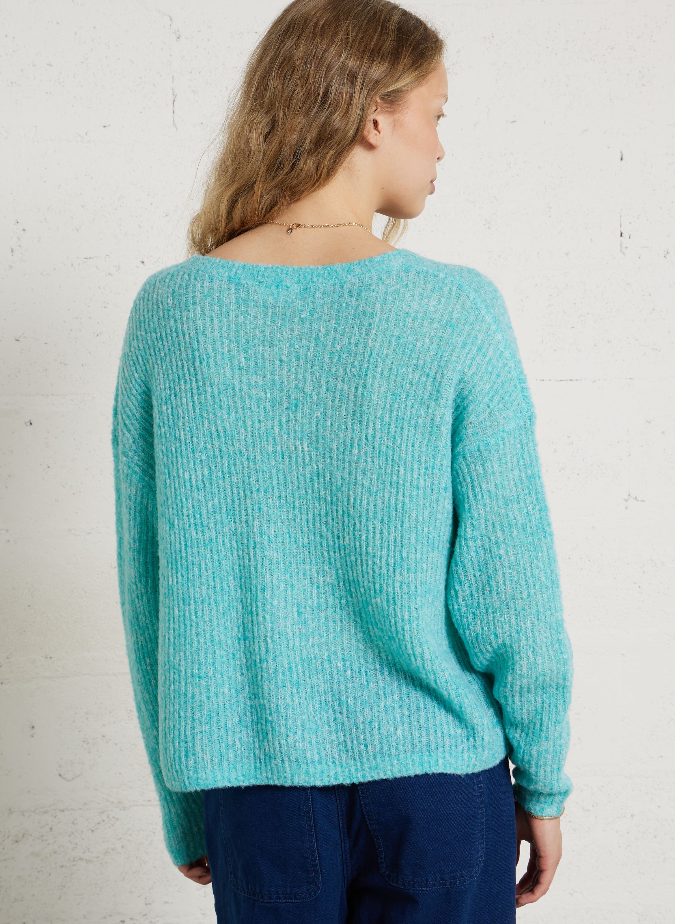 Gilet droit col v en laine mélangée nuggy AMERICAN VINTAGE Bleu