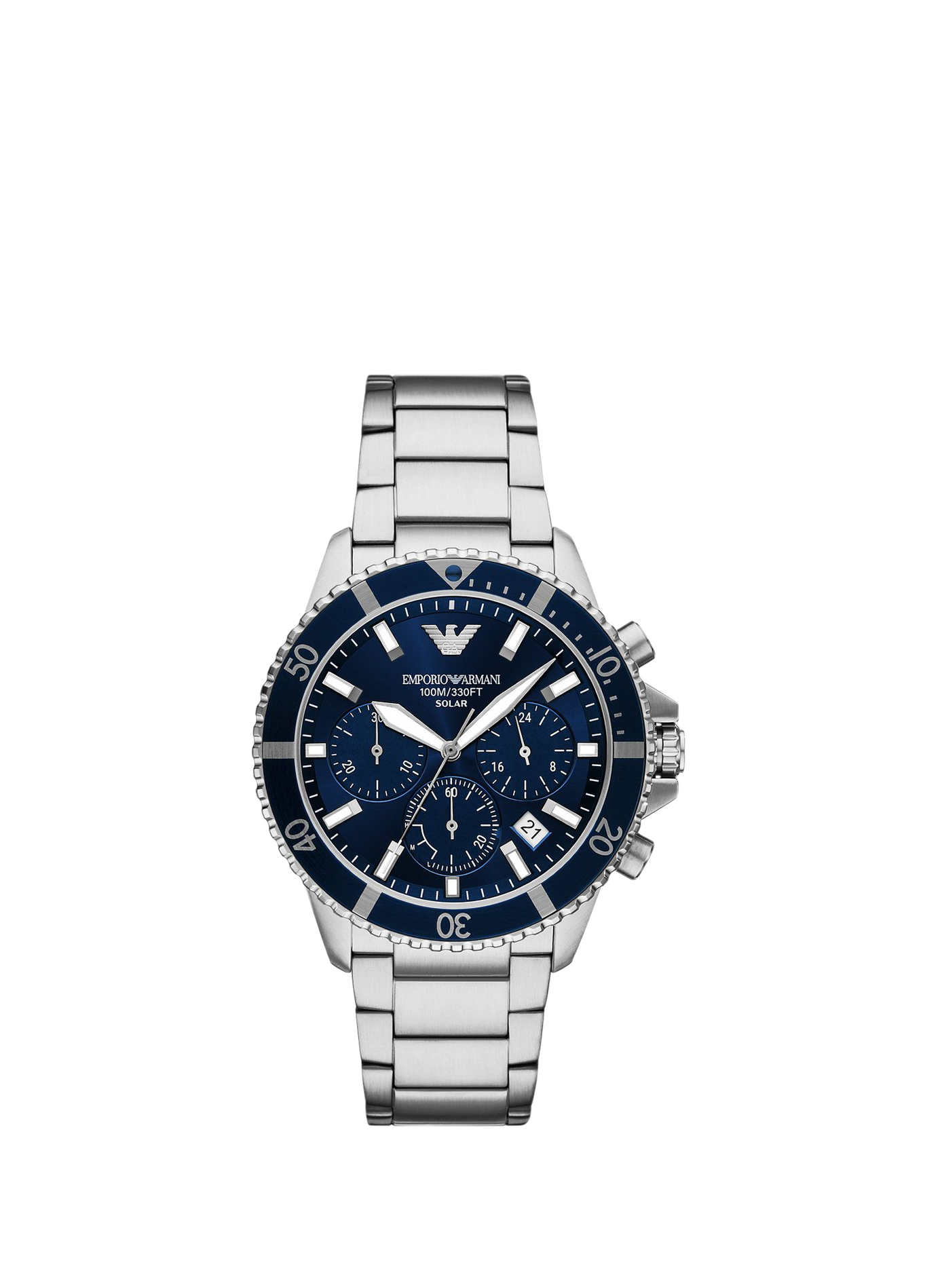 Montre quartz World Explorer en acier inoxydable ARMANI MONTRES Bleu