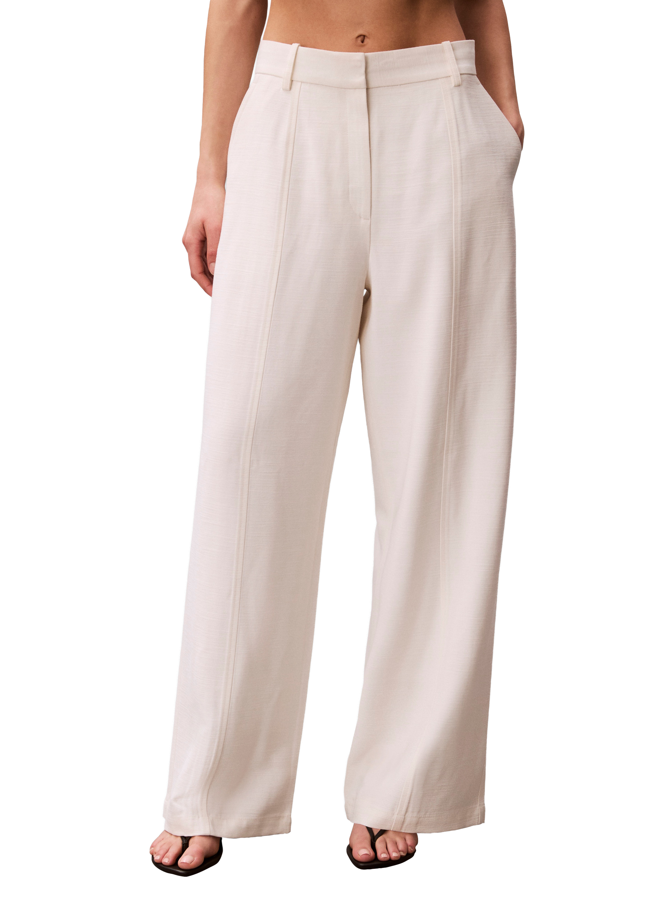 Pantalon texturé brillant avec coutures plates CALVIN KLEIN Beige