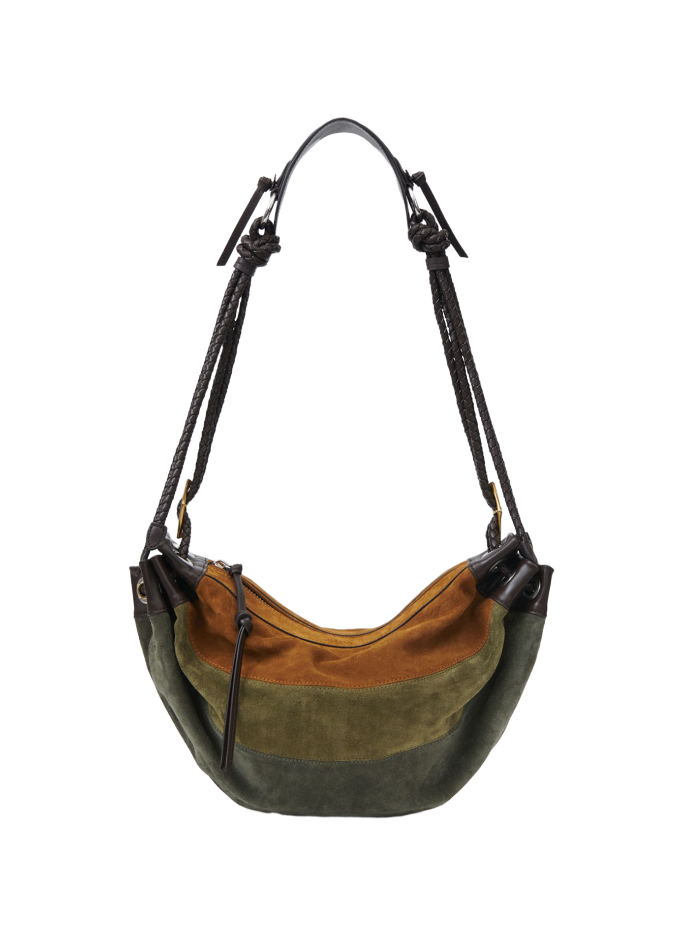 Maia Medium patchwork shoulder bag in suede calf leather ISABEL MARANT Khaki