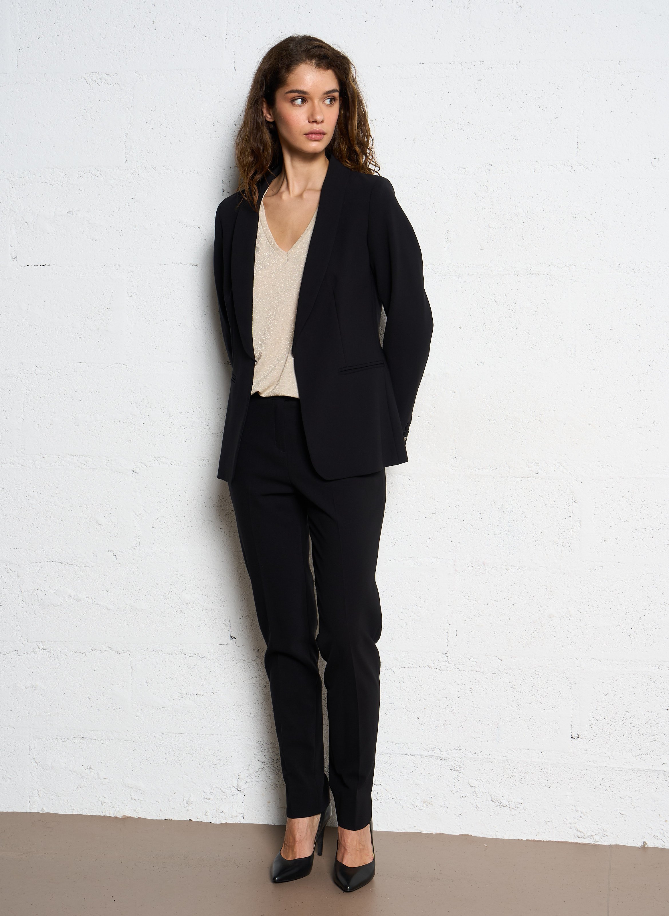 Pantalon slim en crêpe MAISON 123 Noir