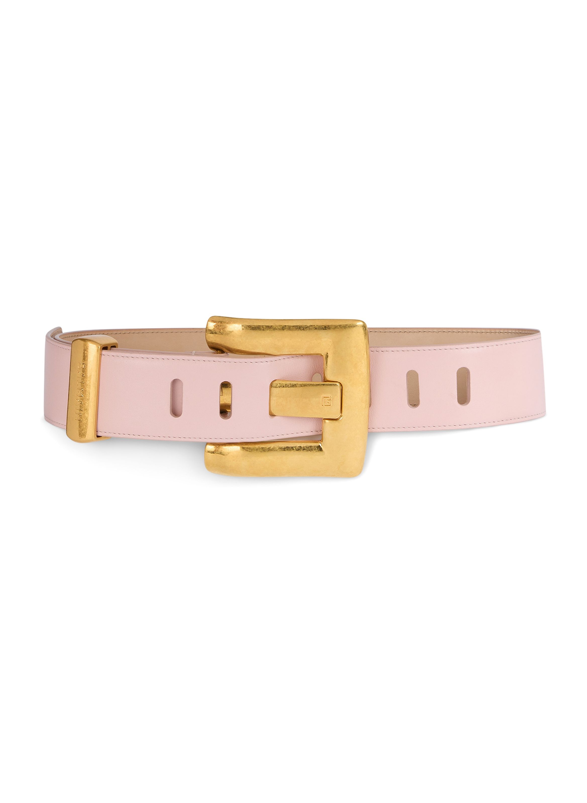 Ceinture anthem en cuir lisse BALMAIN Rose