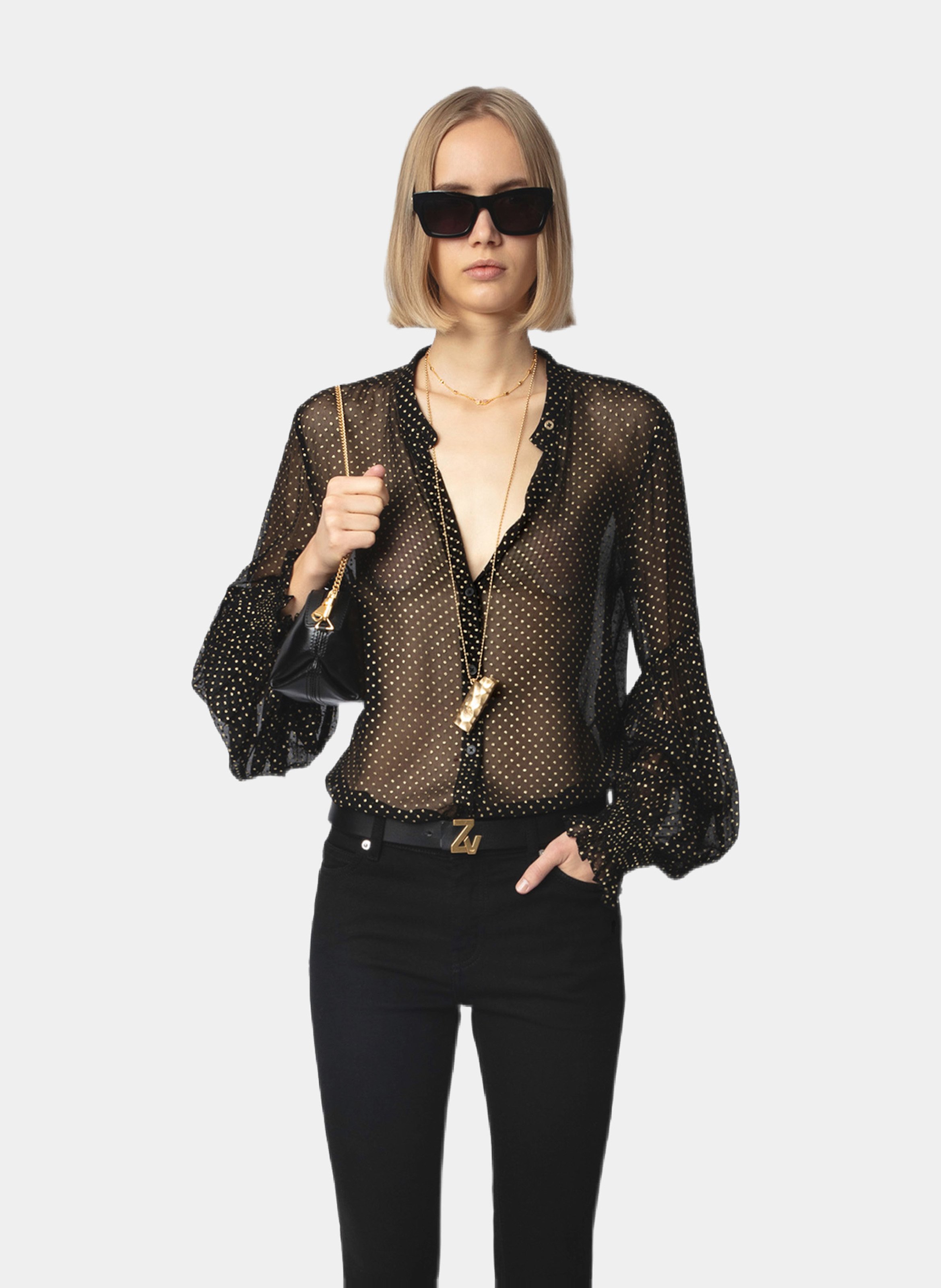 Chemise transparente à pois tandy ZADIG&VOLTAIRE Noir