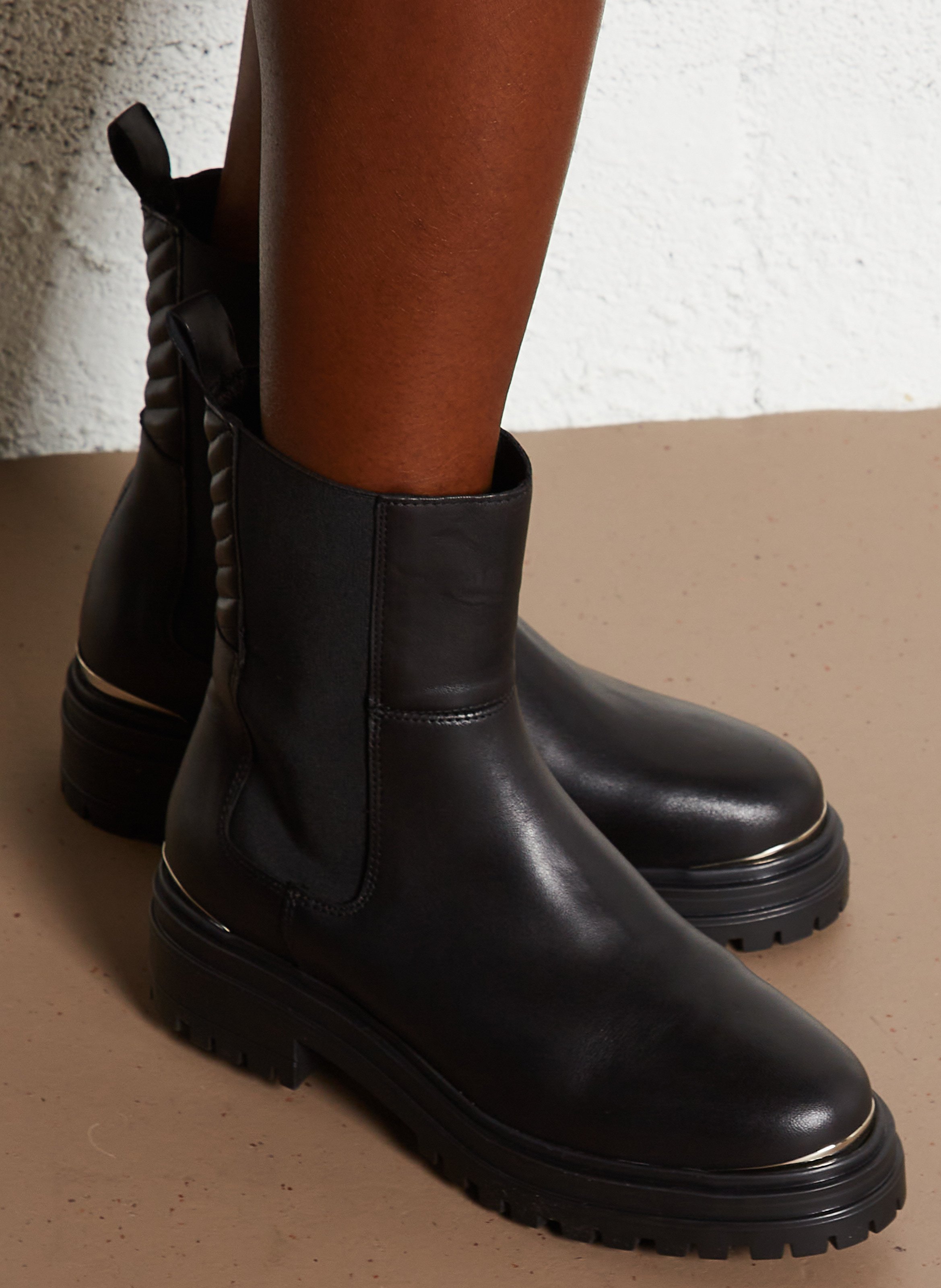 Bottines chelsea crantées en cuir IKKS Noir
