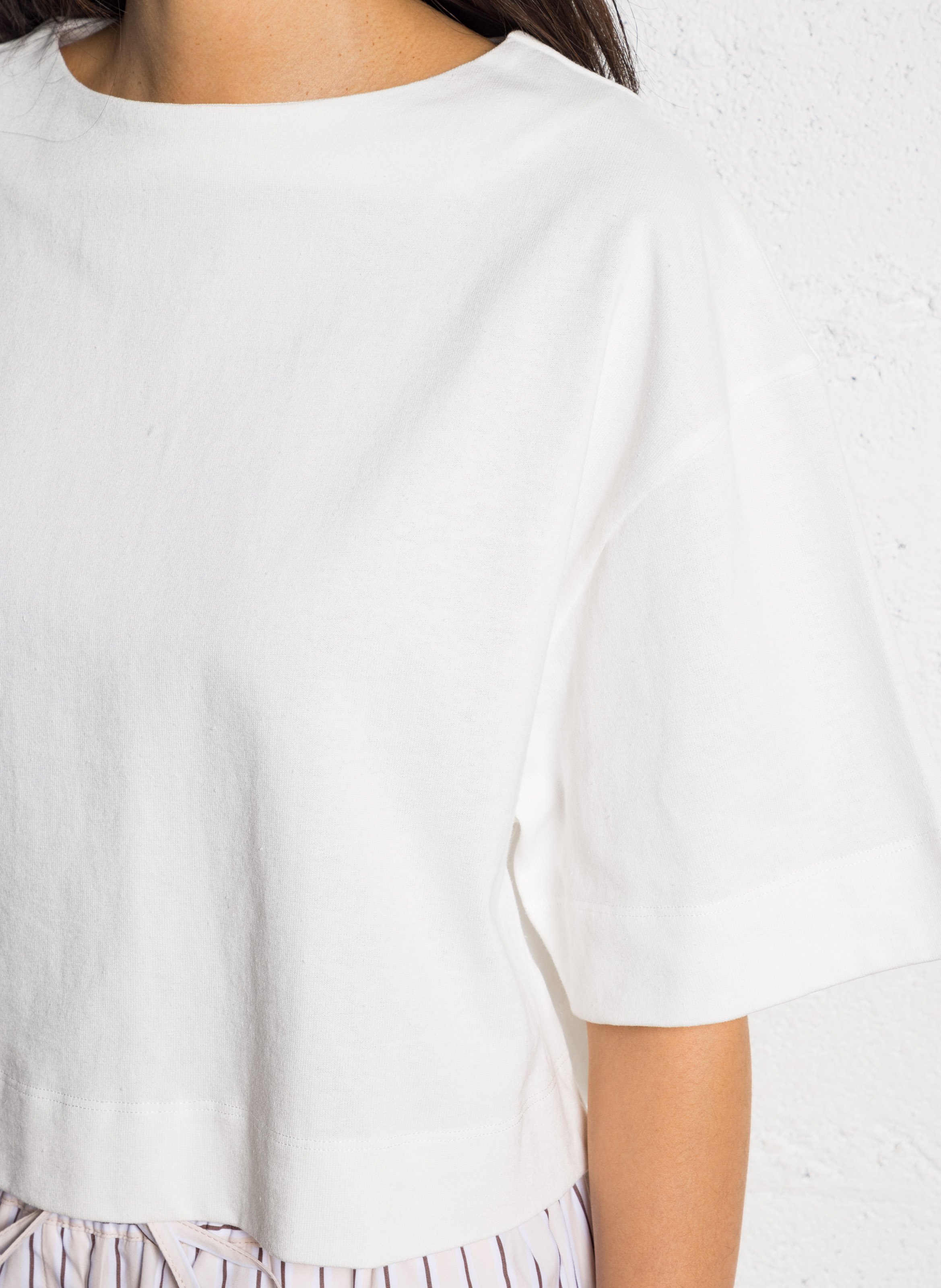 Tee-shirt col bateau en coton bio davina SOEUR Blanc