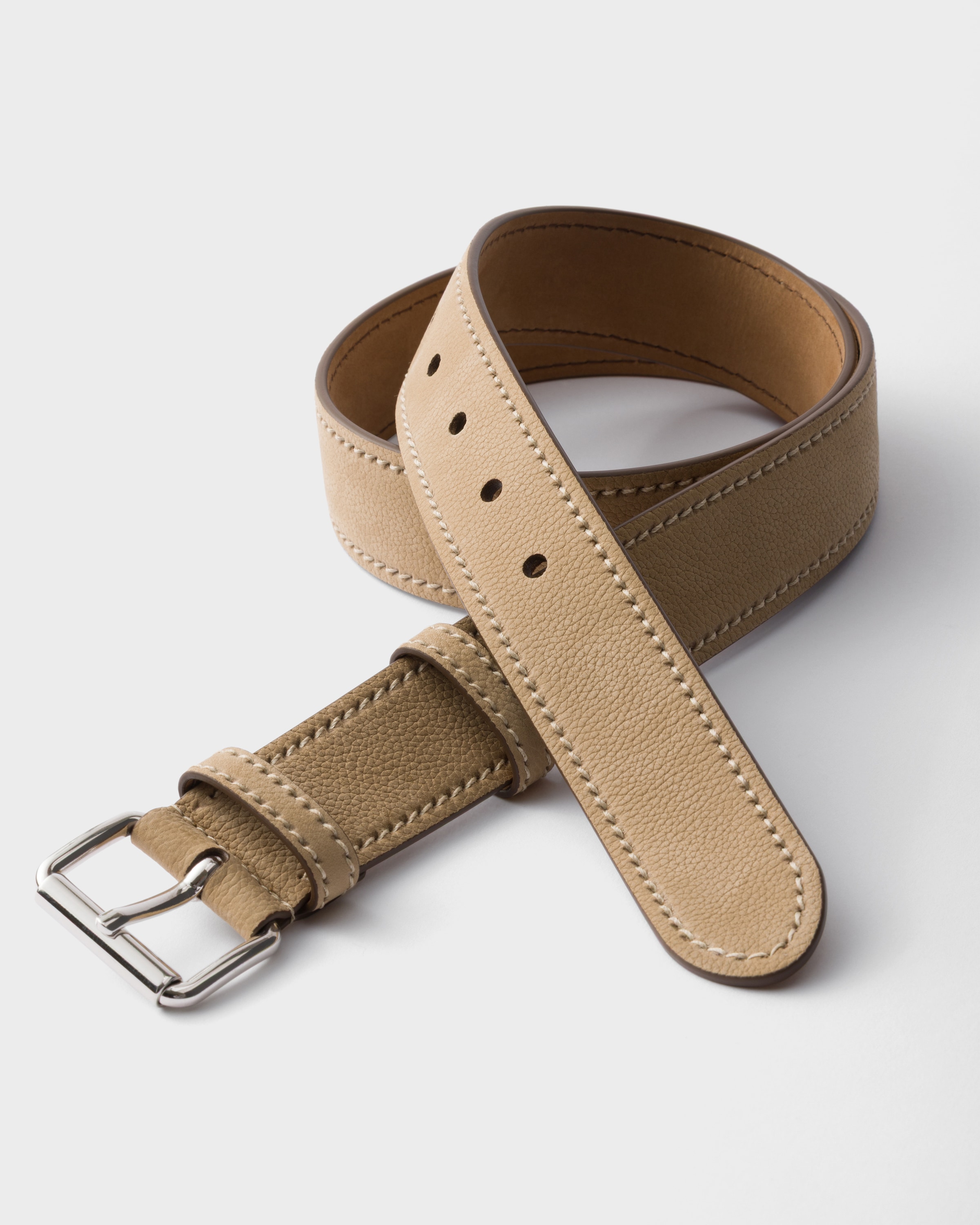 Ceinture en cuir nubuck PRADA Beige