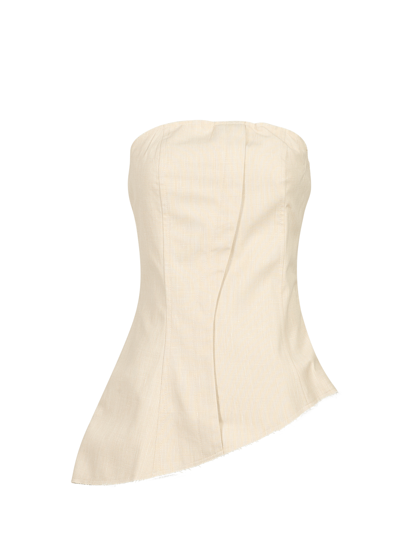 Top bustier with frayed asymmetrical hem TOPSHOP Beige