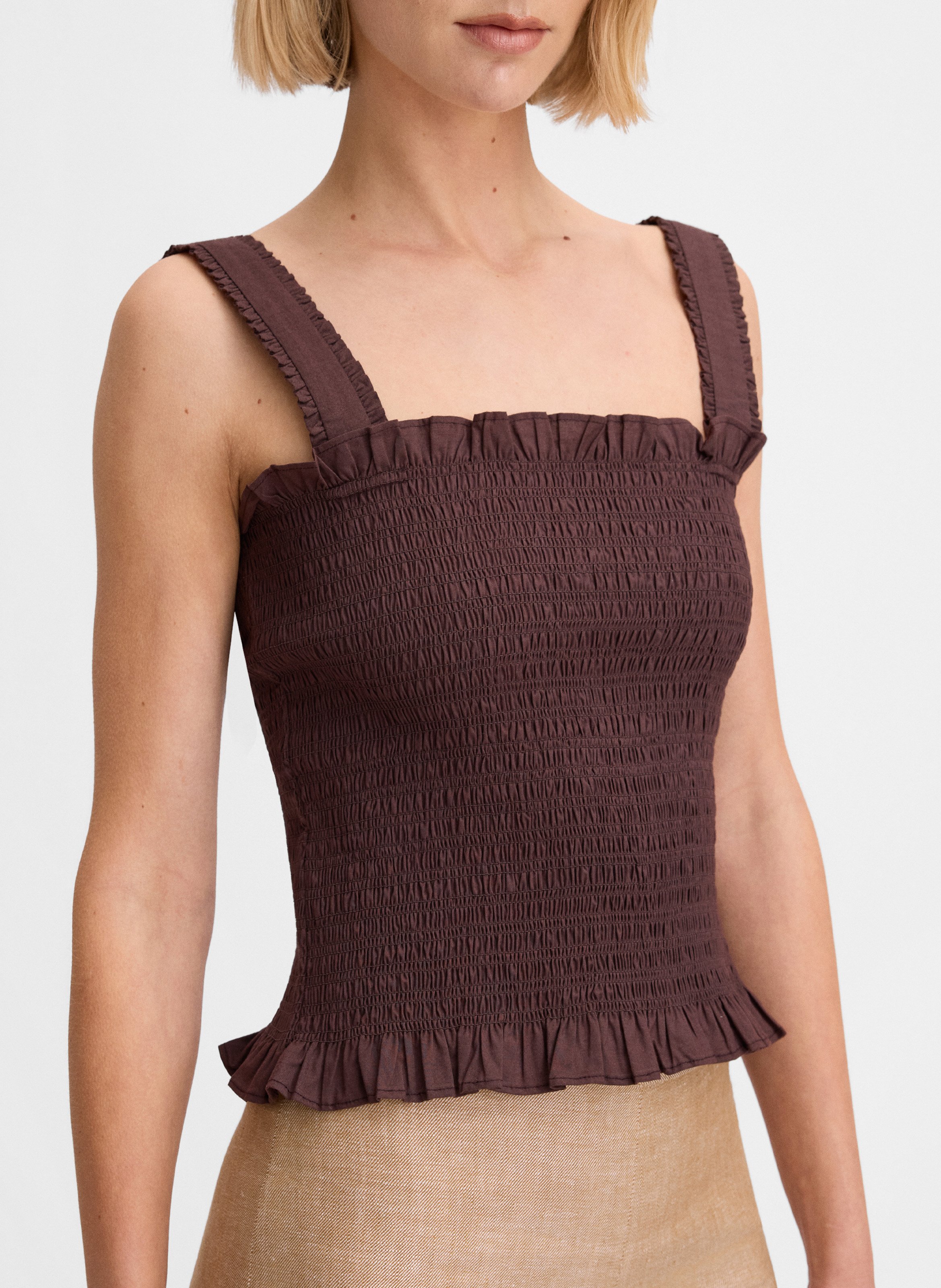 Top droit en coton summum SIMORRA Marron